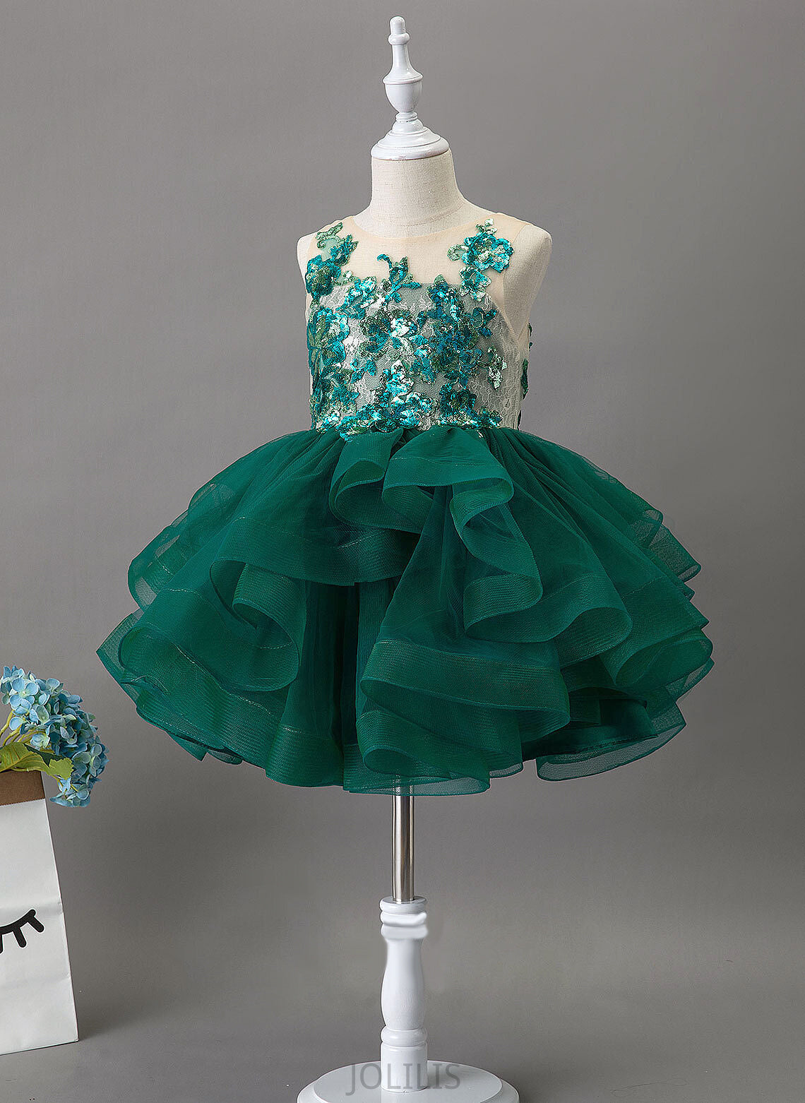 Flower Girl Dresses Scoop Ball-Gown/Princess Neck Ruth Sleeveless Dress - Tulle/Lace/Sequined Knee-length Flower Girl