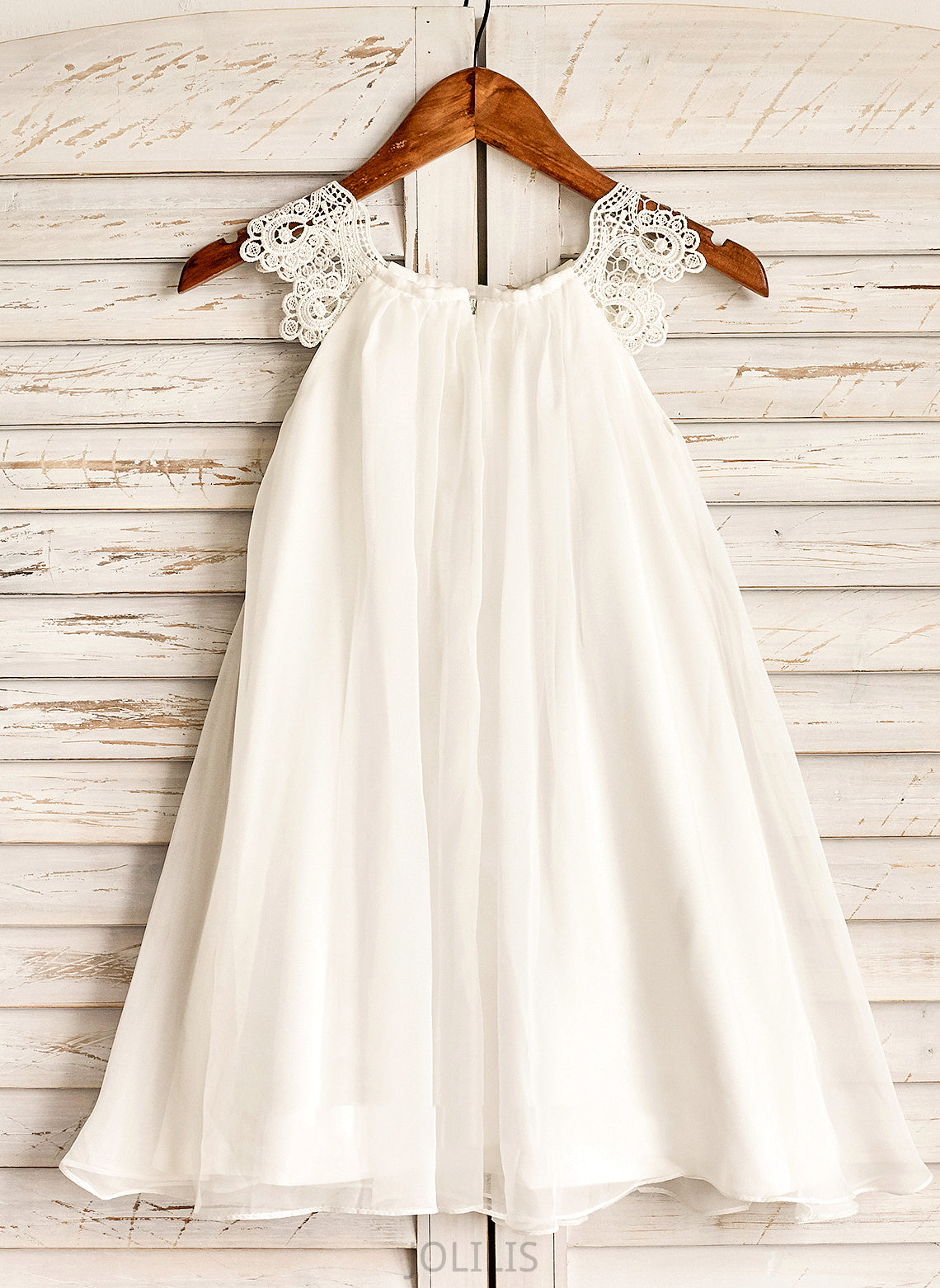 Flower Chiffon Lace Knee-length A-Line - Sleeveless Dress With Scoop Girl Flower Girl Dresses Genevieve Neck