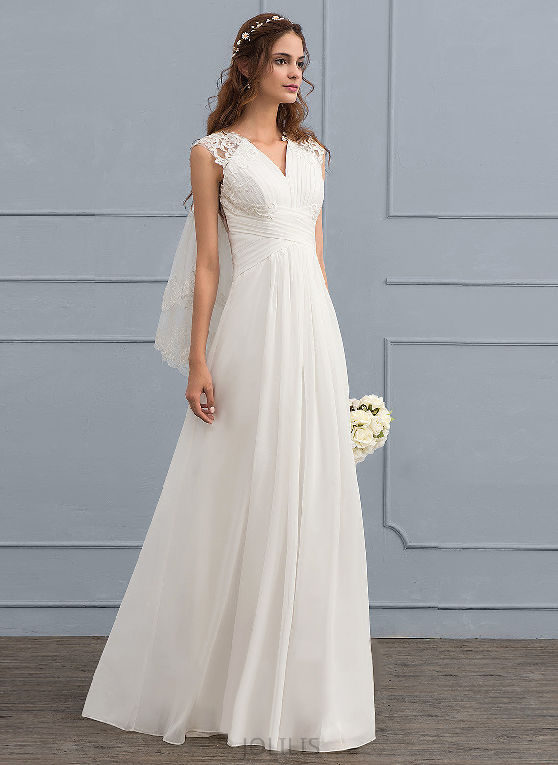 Lace Wedding A-Line Sweetheart Wedding Dresses With Isabelle Dress Ruffle Chiffon Floor-Length