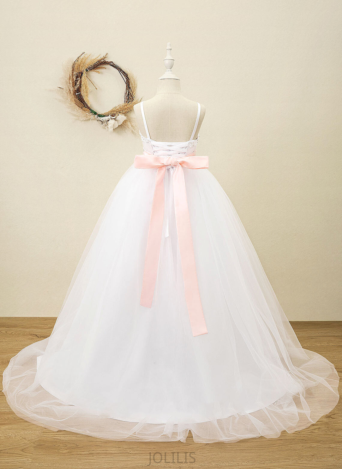 Satin Straps sash) - Yazmin Dress Girl Ball-Gown/Princess Sleeveless Flower Girl Dresses Sash/Rhinestone Floor-length With Flower (Detachable