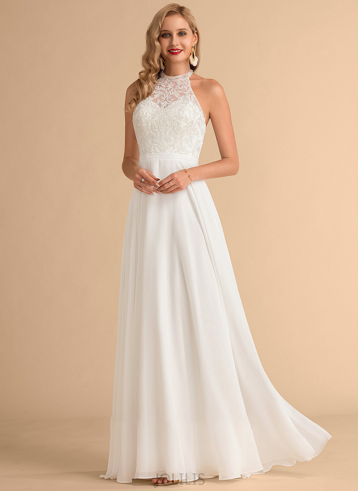 Dress Neck Vera Chiffon High Wedding Dresses Floor-Length A-Line Wedding