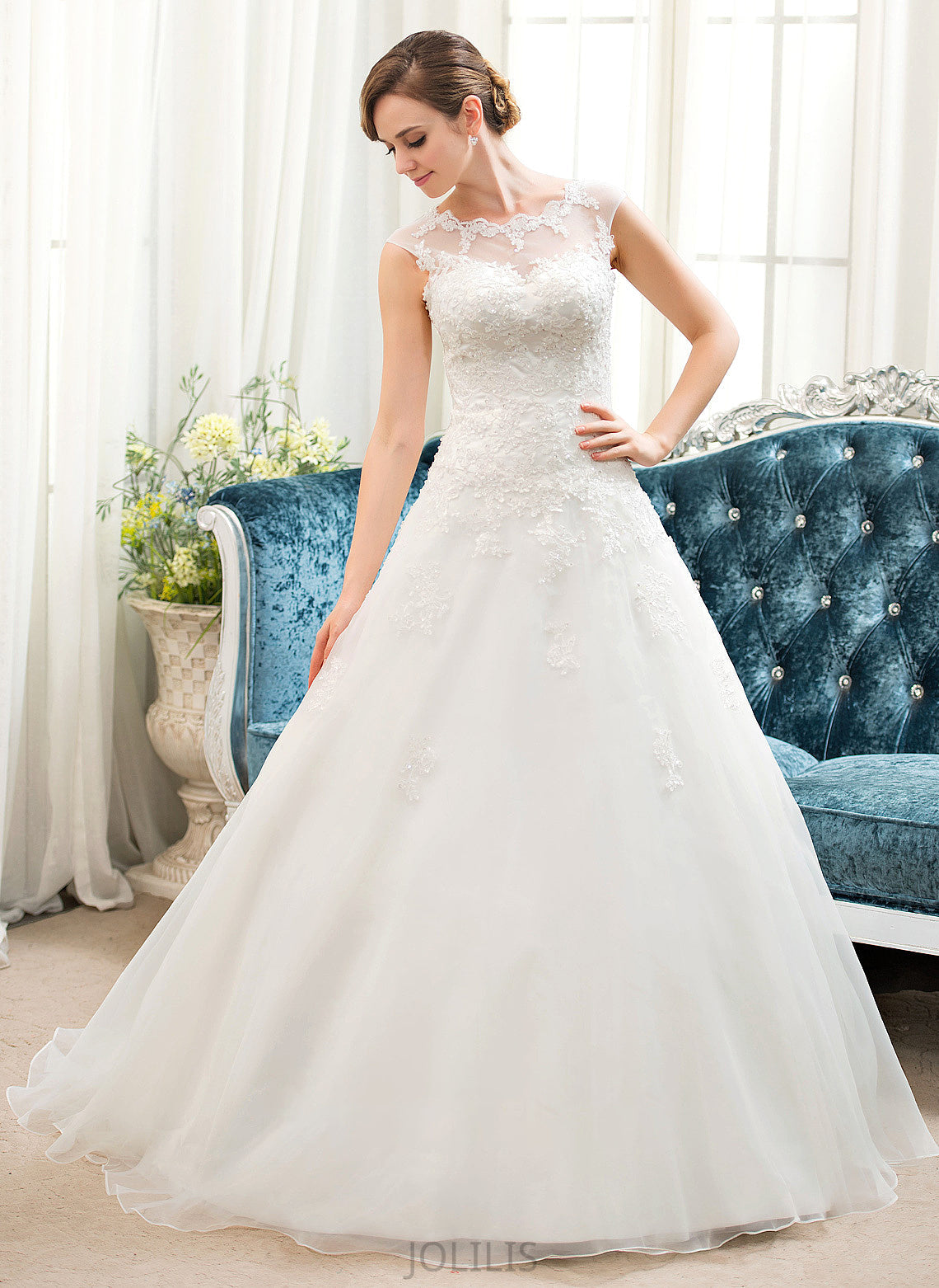 Sweep Tulle Dress Beading Suzanne Organza Wedding Dresses With Wedding Illusion Ball-Gown/Princess Train Sequins