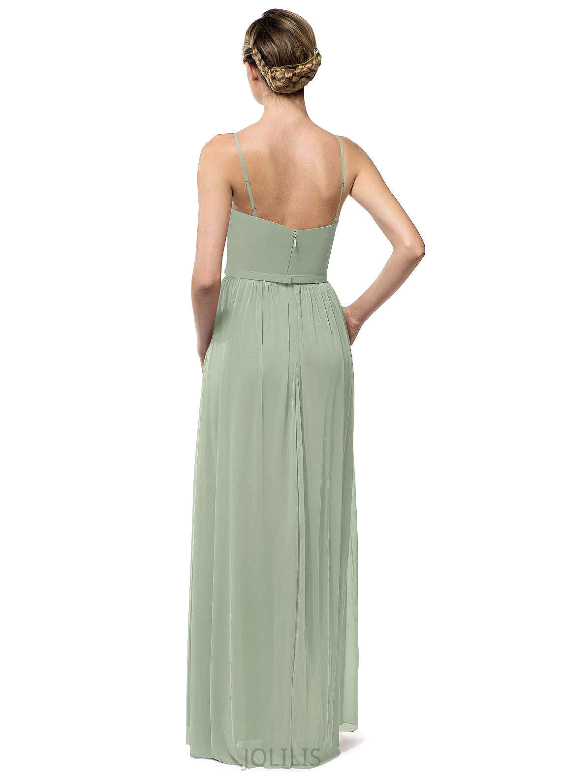 Charlee A-Line/Princess V-Neck Natural Waist Sleeveless Floor Length Bridesmaid Dresses