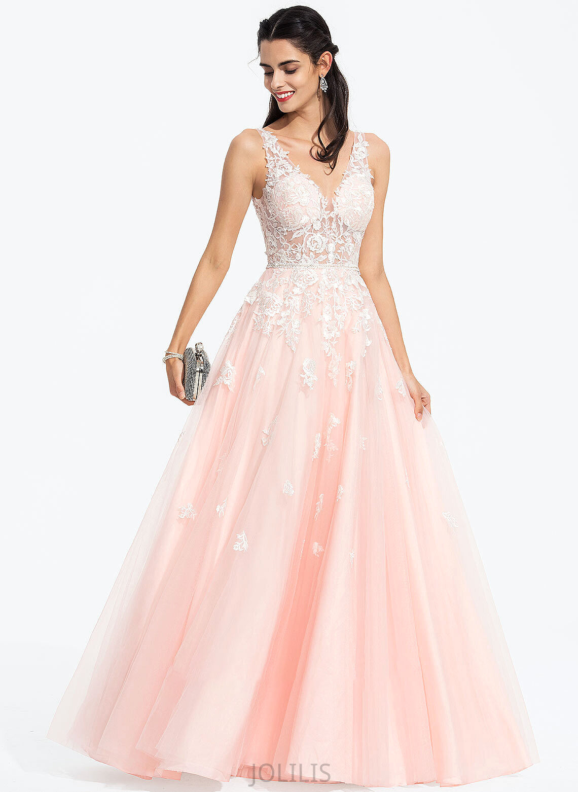 Floor-Length Shaylee With Beading Tulle Ball-Gown/Princess Sequins Wedding Dress V-neck Wedding Dresses