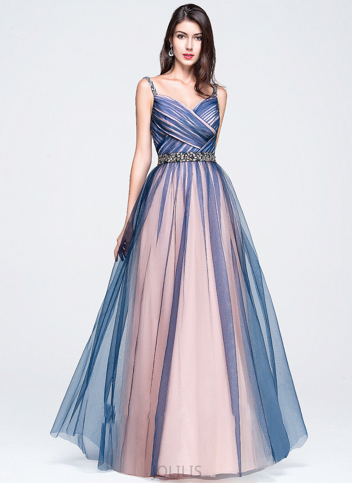 Prom Dresses Beading Ruffle Floor-Length Tulle With Sequins Lailah Sweetheart Ball-Gown/Princess