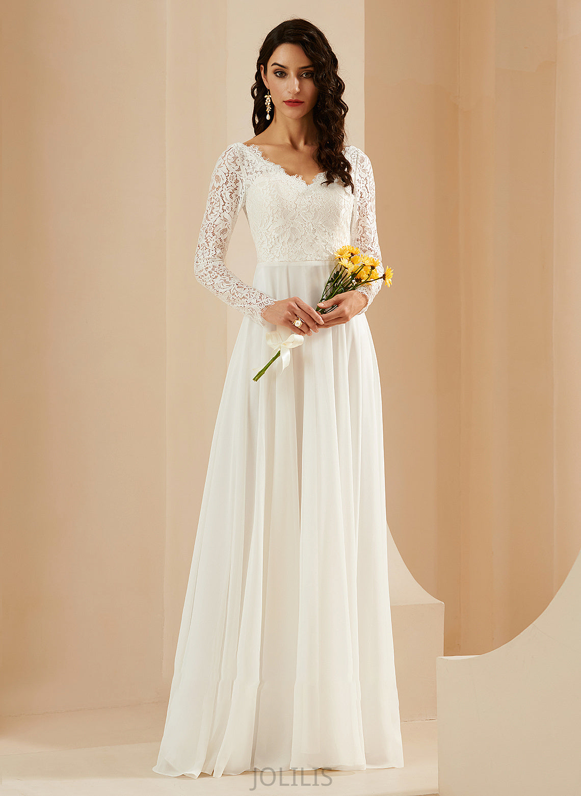 Sweep Alicia Train Wedding V-neck A-Line Lace With Dress Wedding Dresses