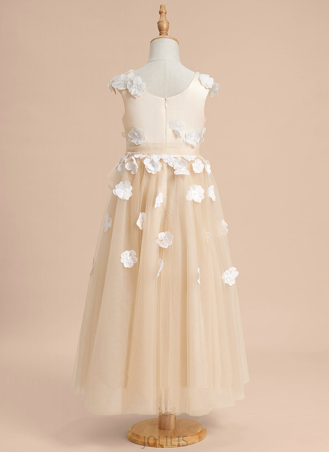 Flower Tulle Ankle-length Lace/Flower(s) - With Sleeveless Scoop Dress Girl Gracelyn A-Line Neck Flower Girl Dresses