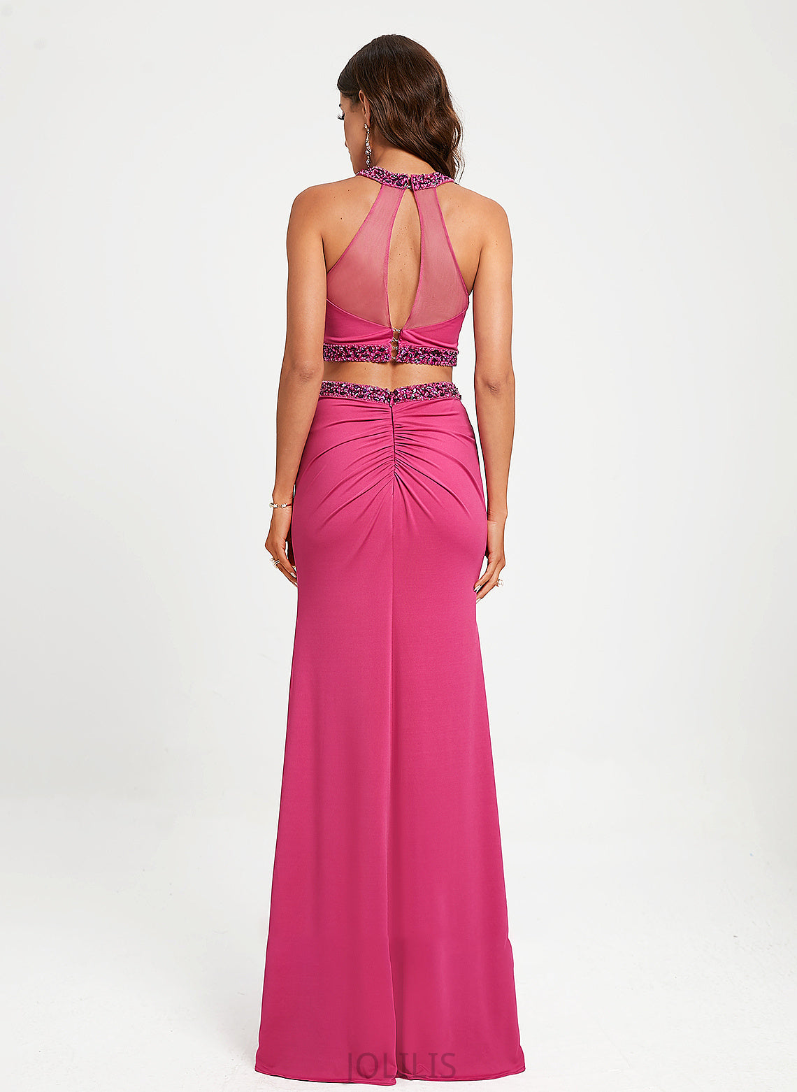 Scoop Prom Dresses Beading Jersey Paola Neck Sheath/Column Floor-Length With Sequins