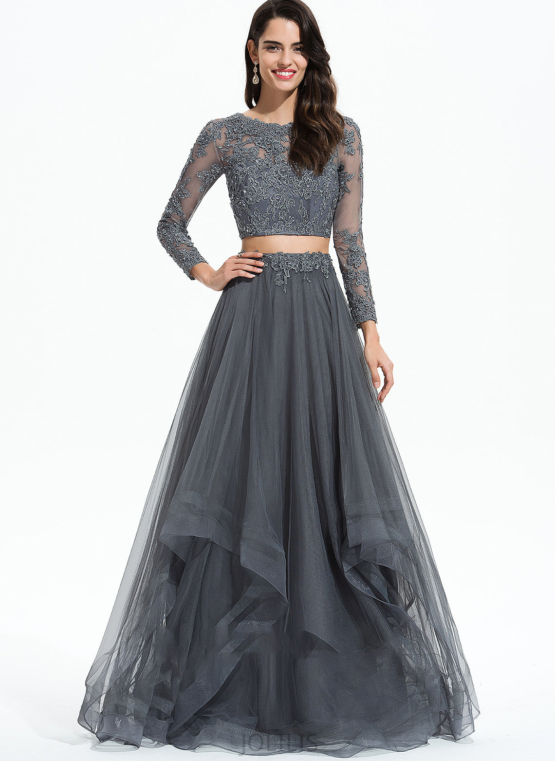 Scoop Sequins Floor-Length America With Ball-Gown/Princess Tulle Prom Dresses Beading Neck