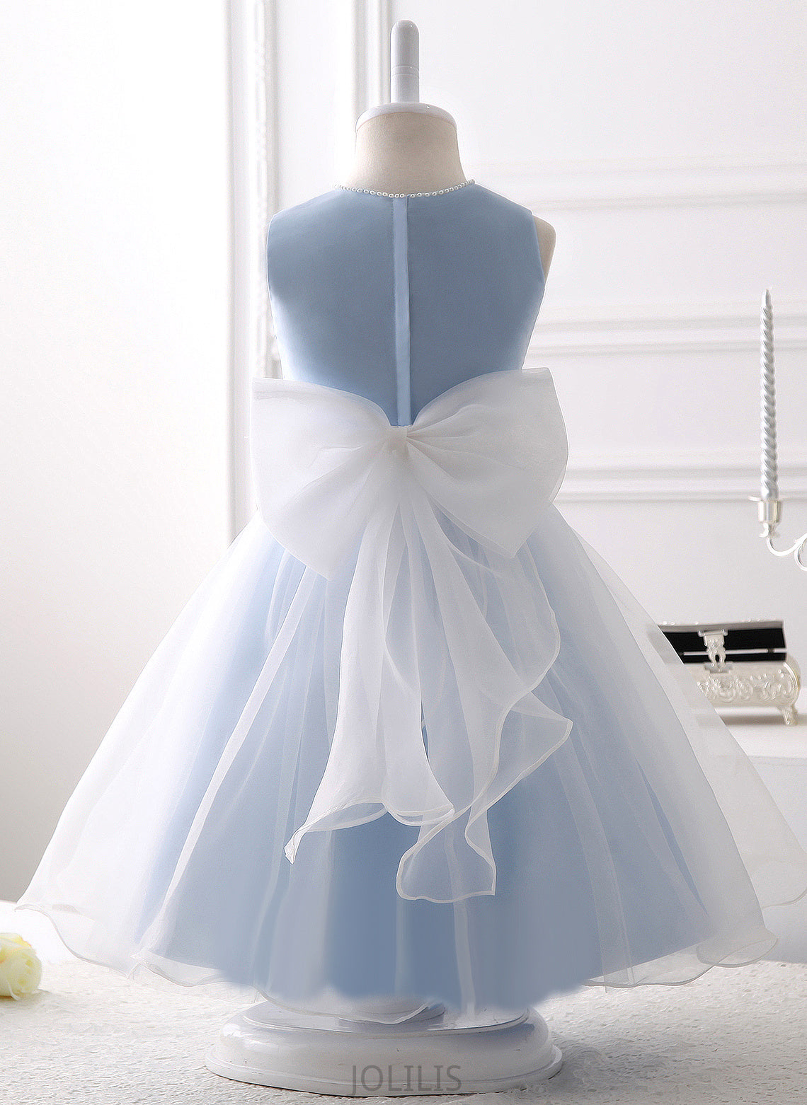 Beading/Flower(s)/Bow(s) Flower Flower Girl Dresses Sleeveless Organza Girl Scoop Dress Neck Knee-length With A-Line Erica -