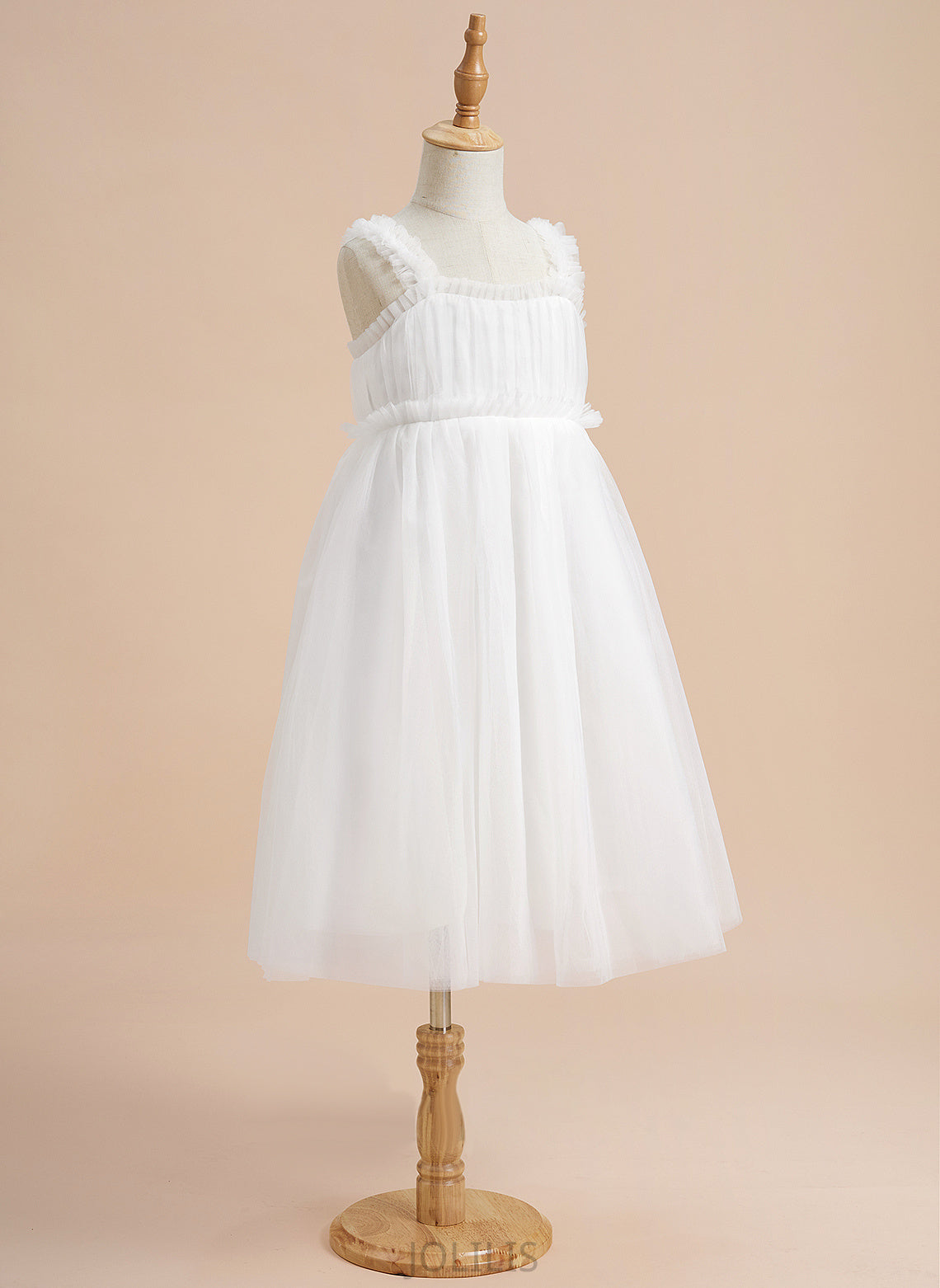 Tulle Flower Knee-length Dress Flower Girl Dresses Square Maia Neckline - Sleeveless A-Line Girl