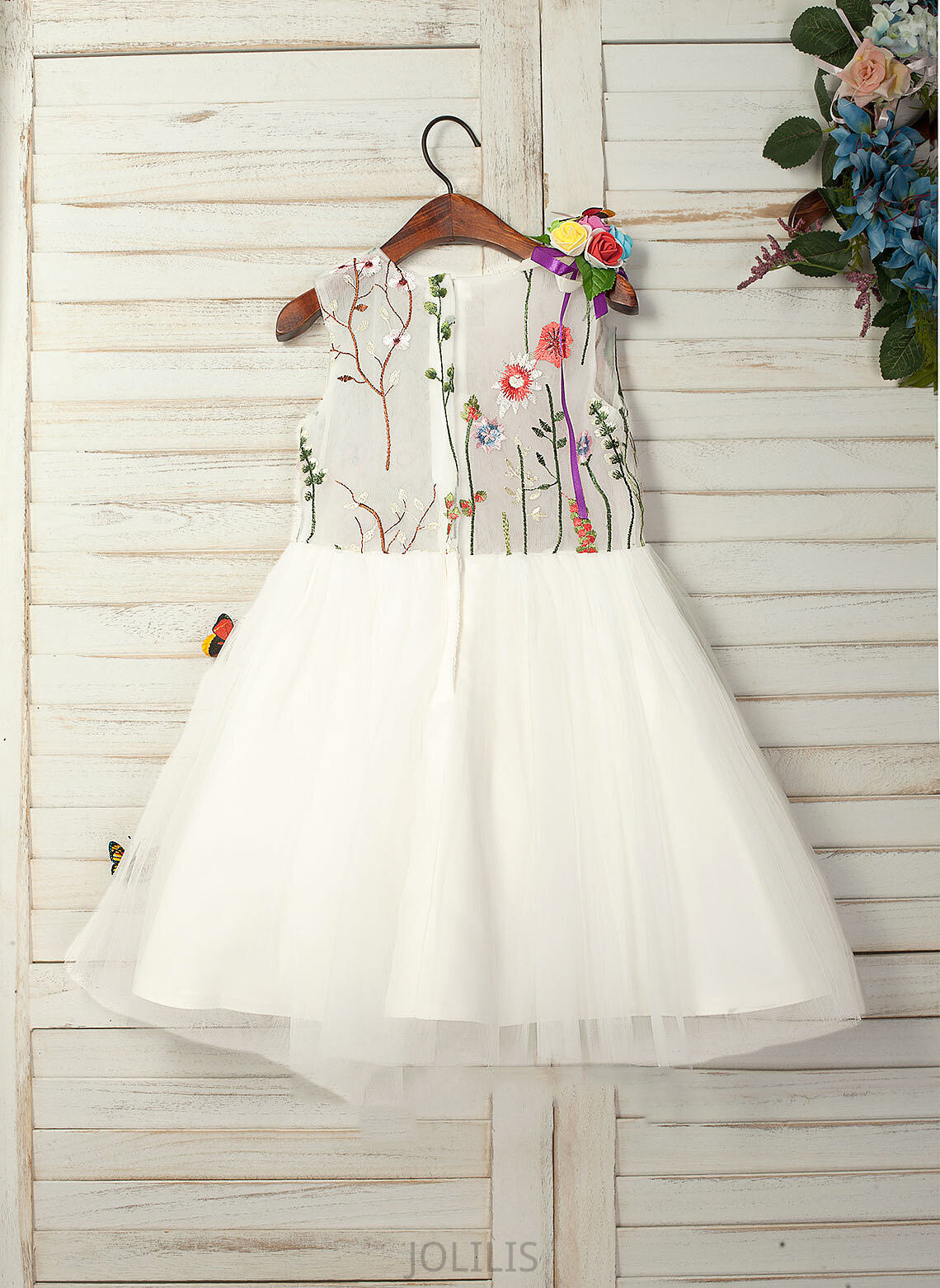 Neck Sleeveless Knee-length Flower Tulle/Lace A-Line Scoop - Jenny Dress Flower(s) With Girl Flower Girl Dresses