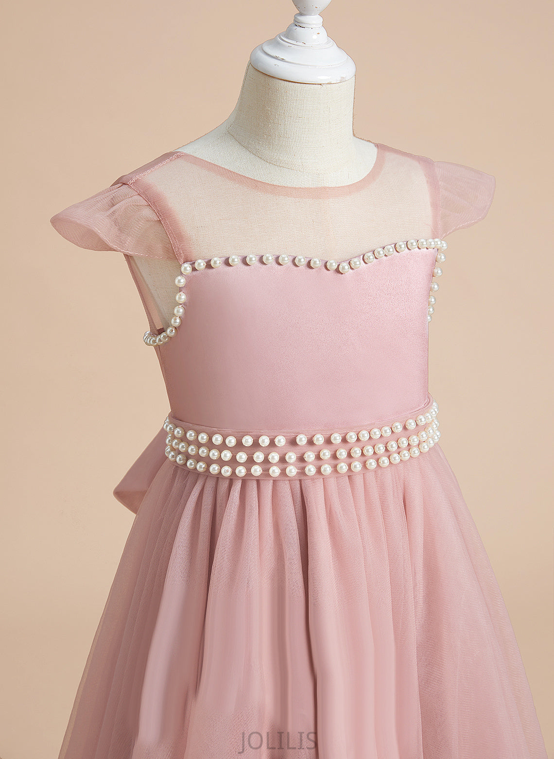 Girl Knee-length Flower Girl Dresses Dress Flower Beading/Bow(s) Neck With Shea A-Line Satin/Tulle - Scoop Sleeveless