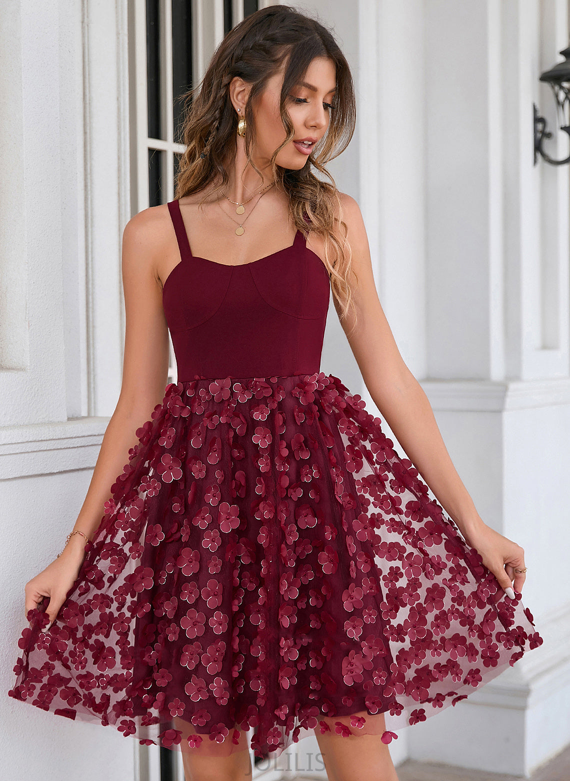 A-Line Homecoming Square Dahlia Homecoming Dresses Short/Mini Dress Neckline