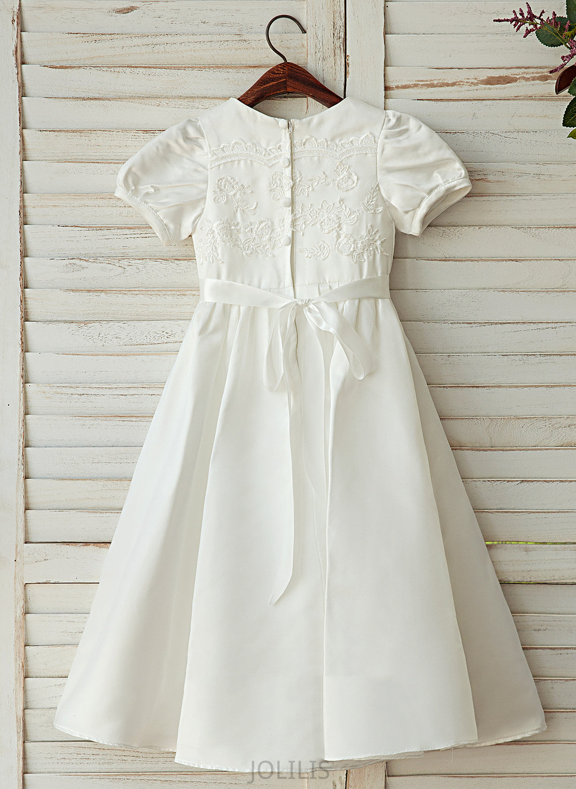 Flower Flower Girl Dresses Sleeves Ankle-length Dress Neck Satin/Lace - Cameron Scoop Girl A-Line Short