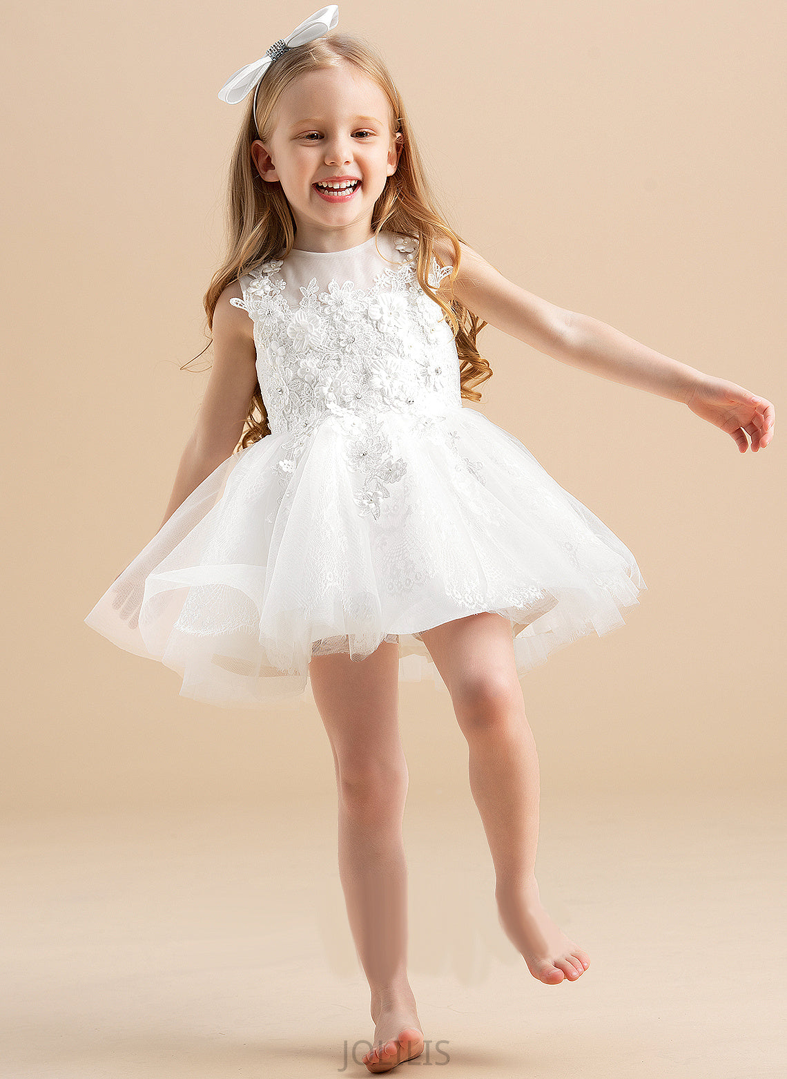 Knee-length Beading/Appliques Neck Girl Flower Girl Dresses Flower Scoop Sleeveless Dress With - Ball-Gown/Princess Alissa Tulle