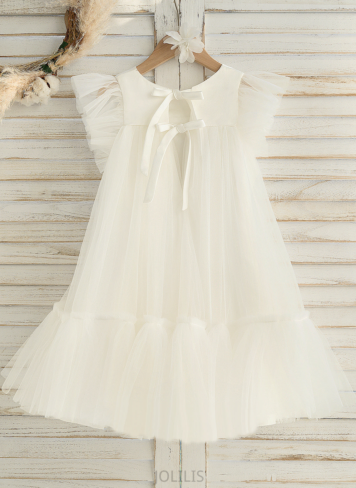 Flower Girl Dresses Flower Scoop With - Sleeveless Girl Knee-length Abby Dress Neck Ruffles Satin/Tulle A-Line