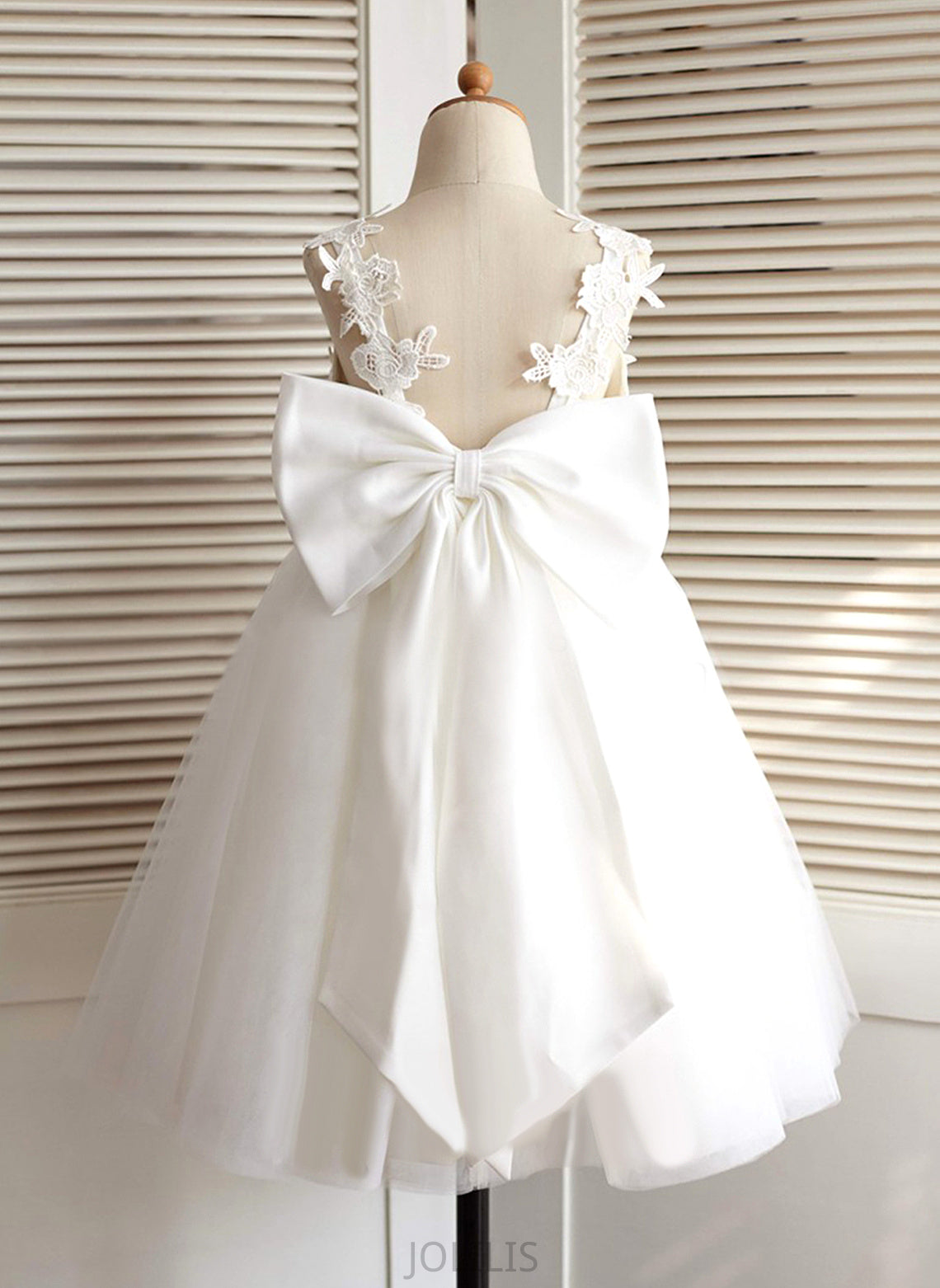 Dress - Tulle Flower Bow(s) Flower Girl Dresses Girl Payten A-Line Straps Knee-length With Sleeveless