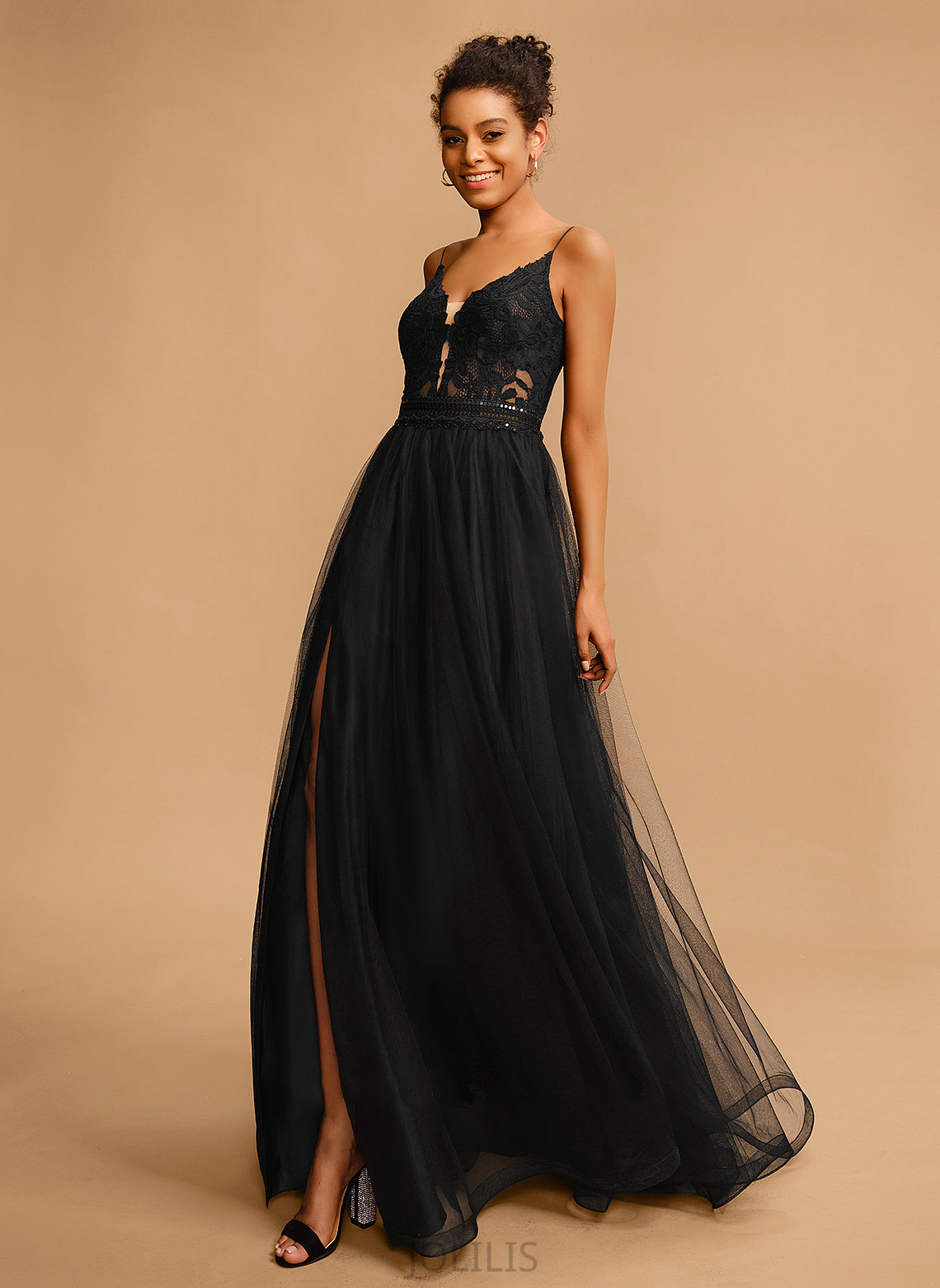 With Alannah Sequins Prom Dresses Floor-Length Ball-Gown/Princess Tulle V-neck Lace