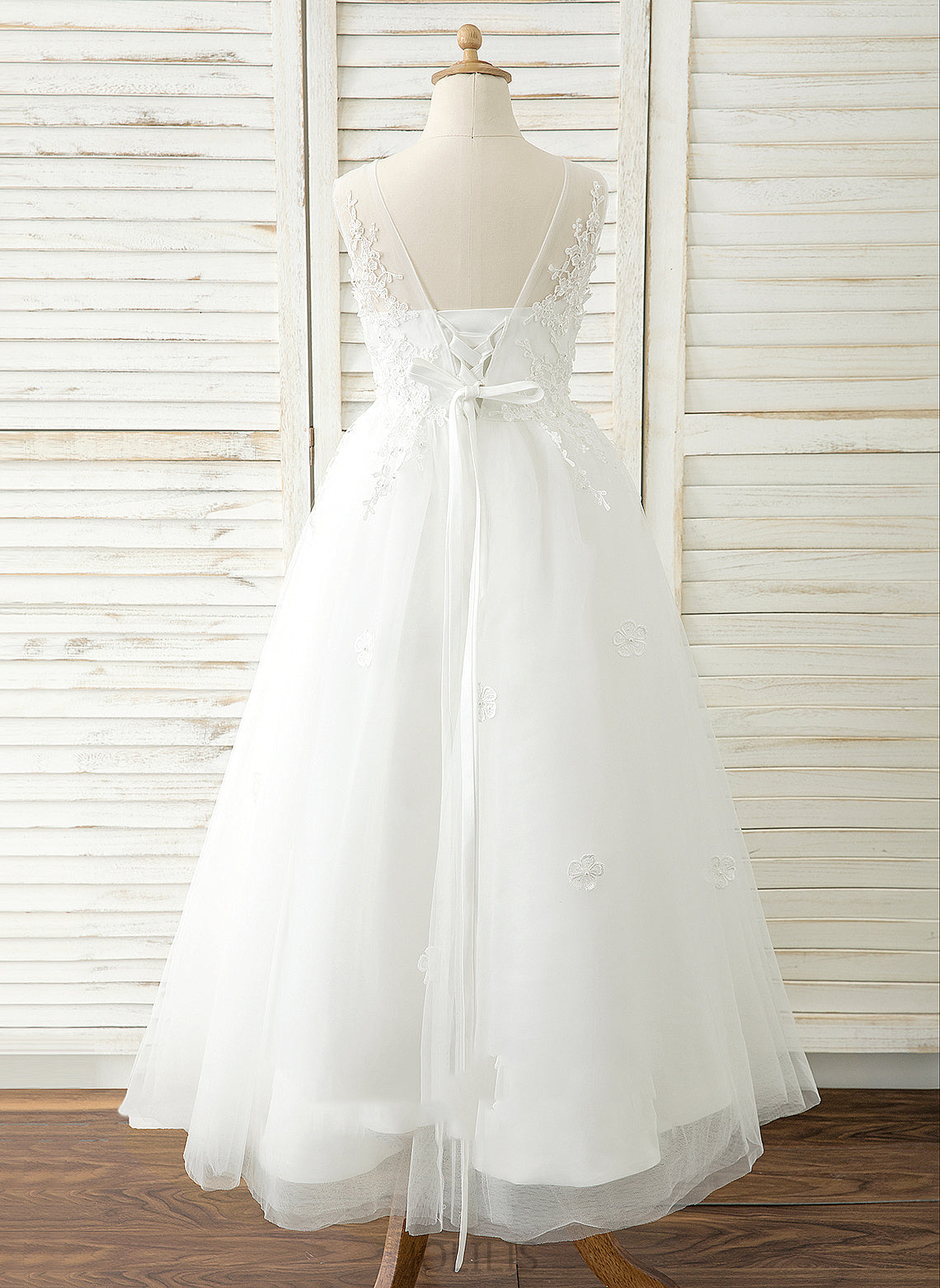 Flower Girl Dresses Emilia Flower Floor-length - A-Line Tulle/Lace Dress Neck Scoop Girl Sleeveless