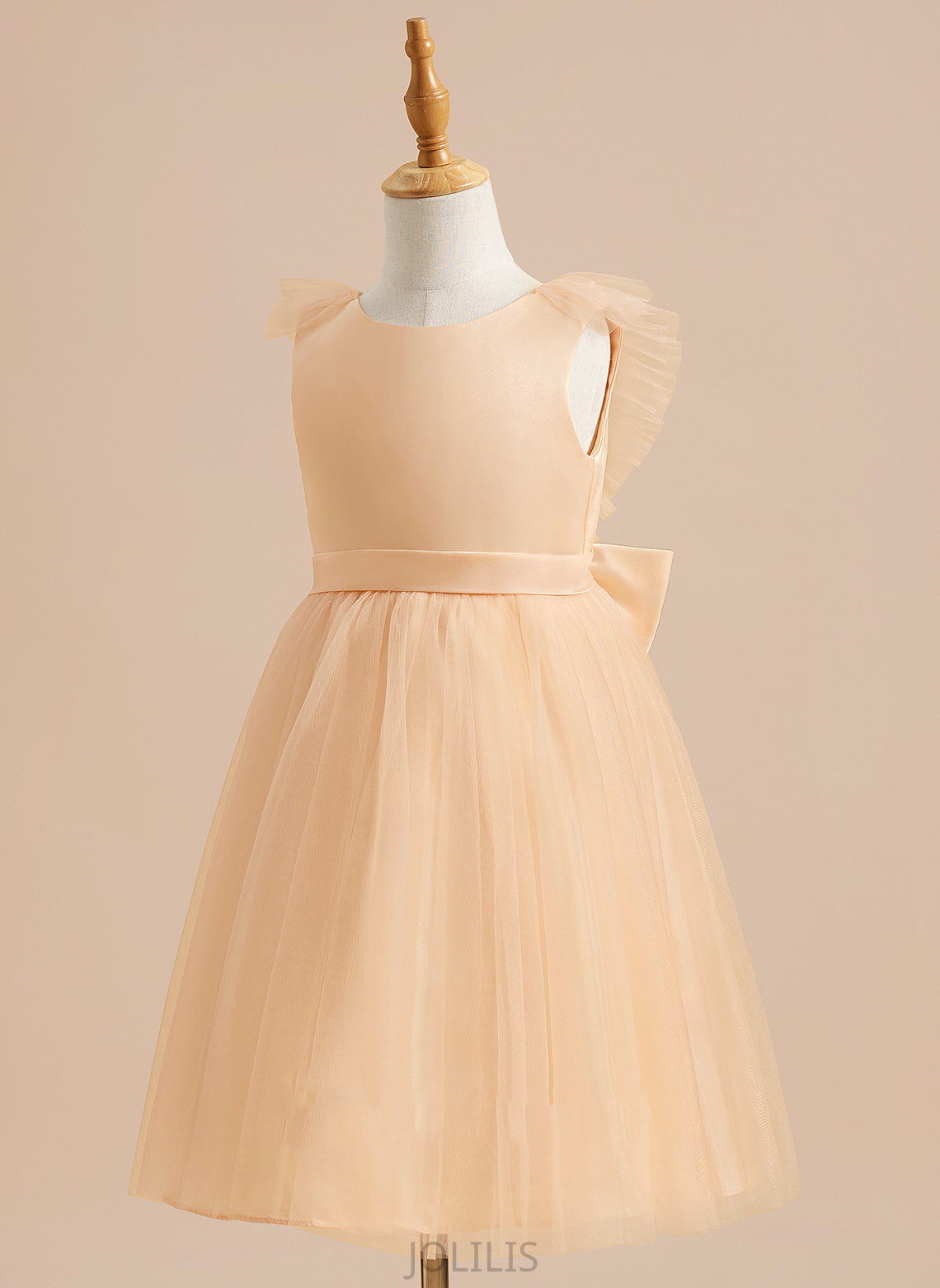 A-Line Dress Neck Angelina Girl Flower Girl Dresses Sleeveless Knee-length With Bow(s) Scoop - Tulle Flower