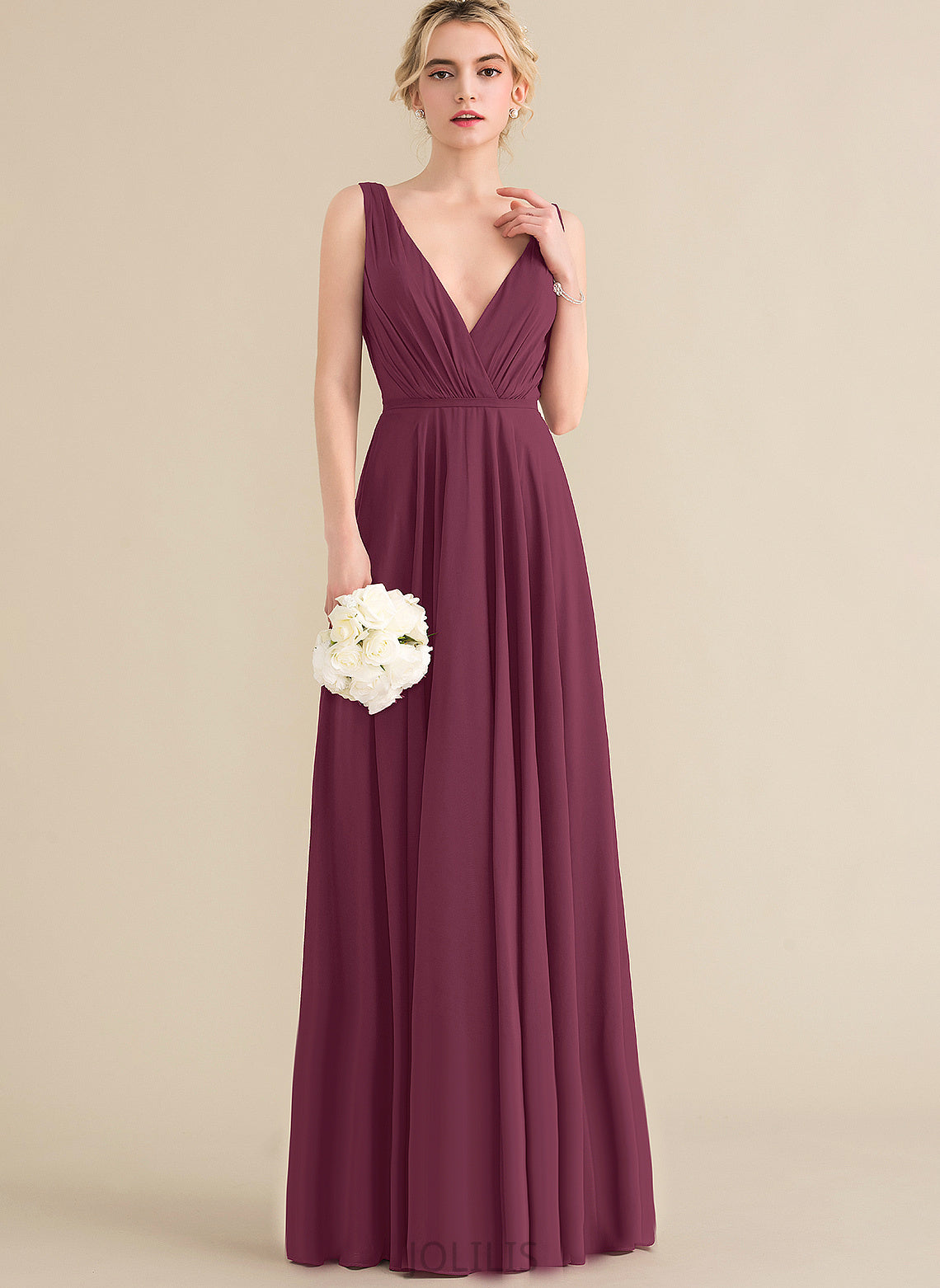 Prom Dresses Pleated Jemima Floor-Length With Chiffon A-Line V-neck