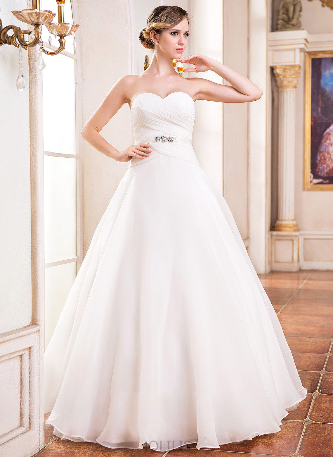 Dress Ruffle Organza Luciana Sequins Wedding Dresses Floor-Length With Ball-Gown/Princess Wedding Sweetheart Beading