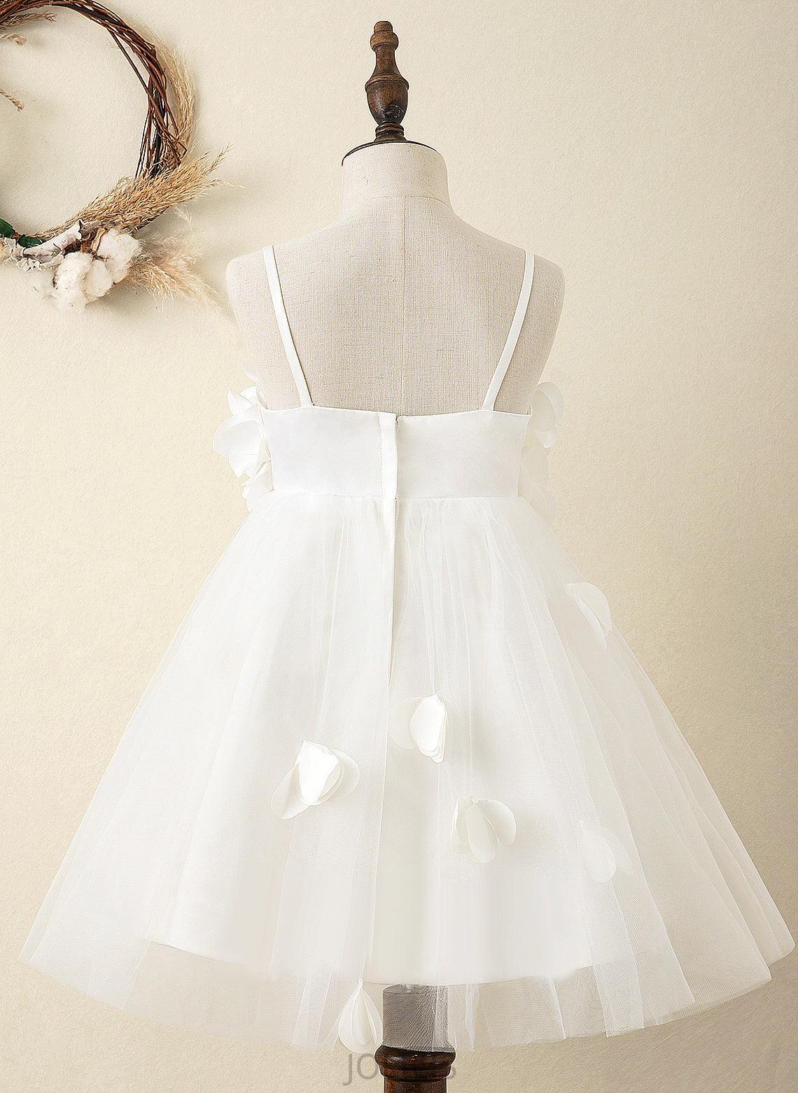 Flower Girl Dresses Knee-length Straps Flower Melina Sleeveless A-Line Dress Girl Satin -