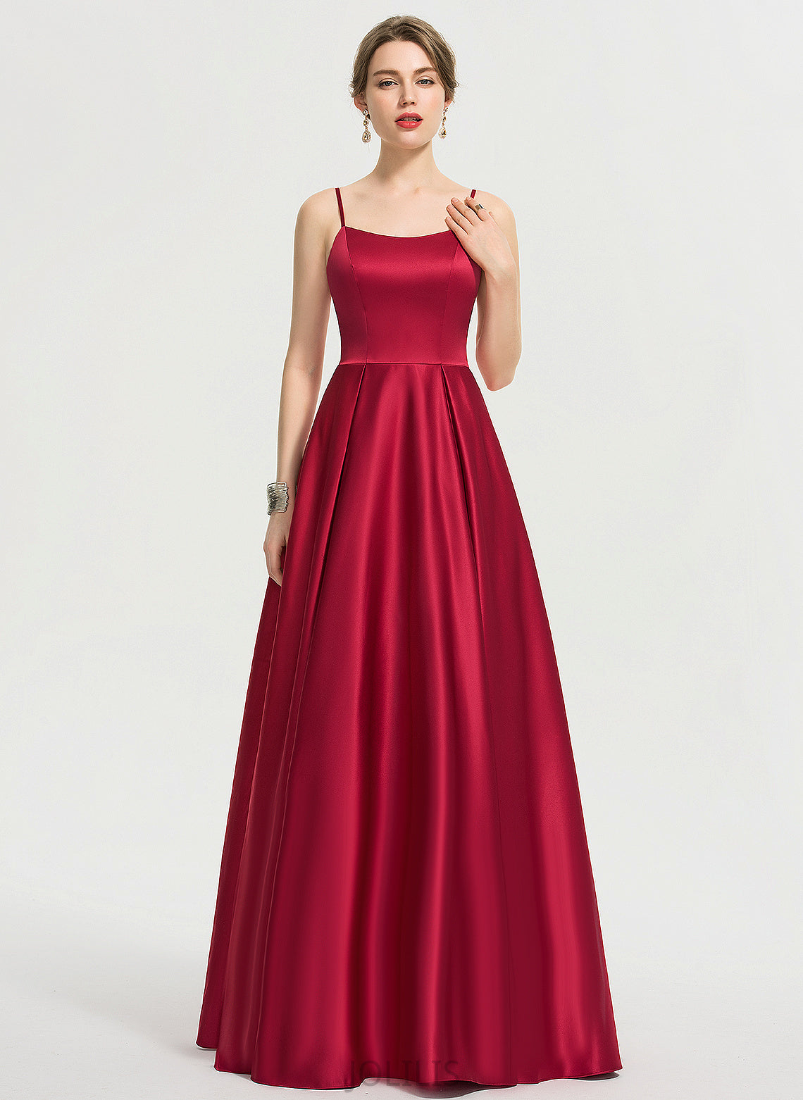 Floor-Length Gwendolyn A-Line Square Prom Dresses Satin