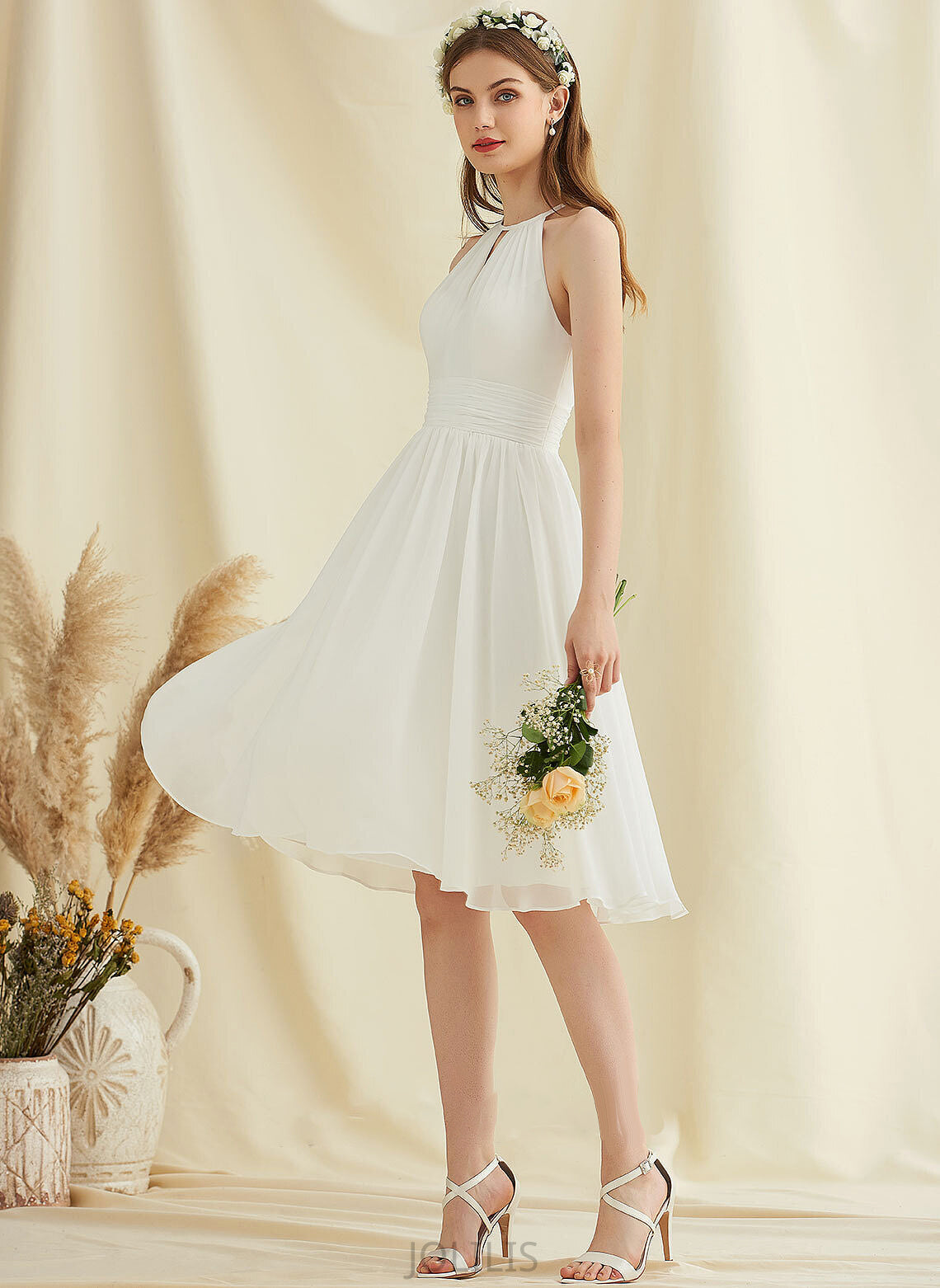 Knee-Length Dress Chiffon Wedding Norah Wedding Dresses A-Line