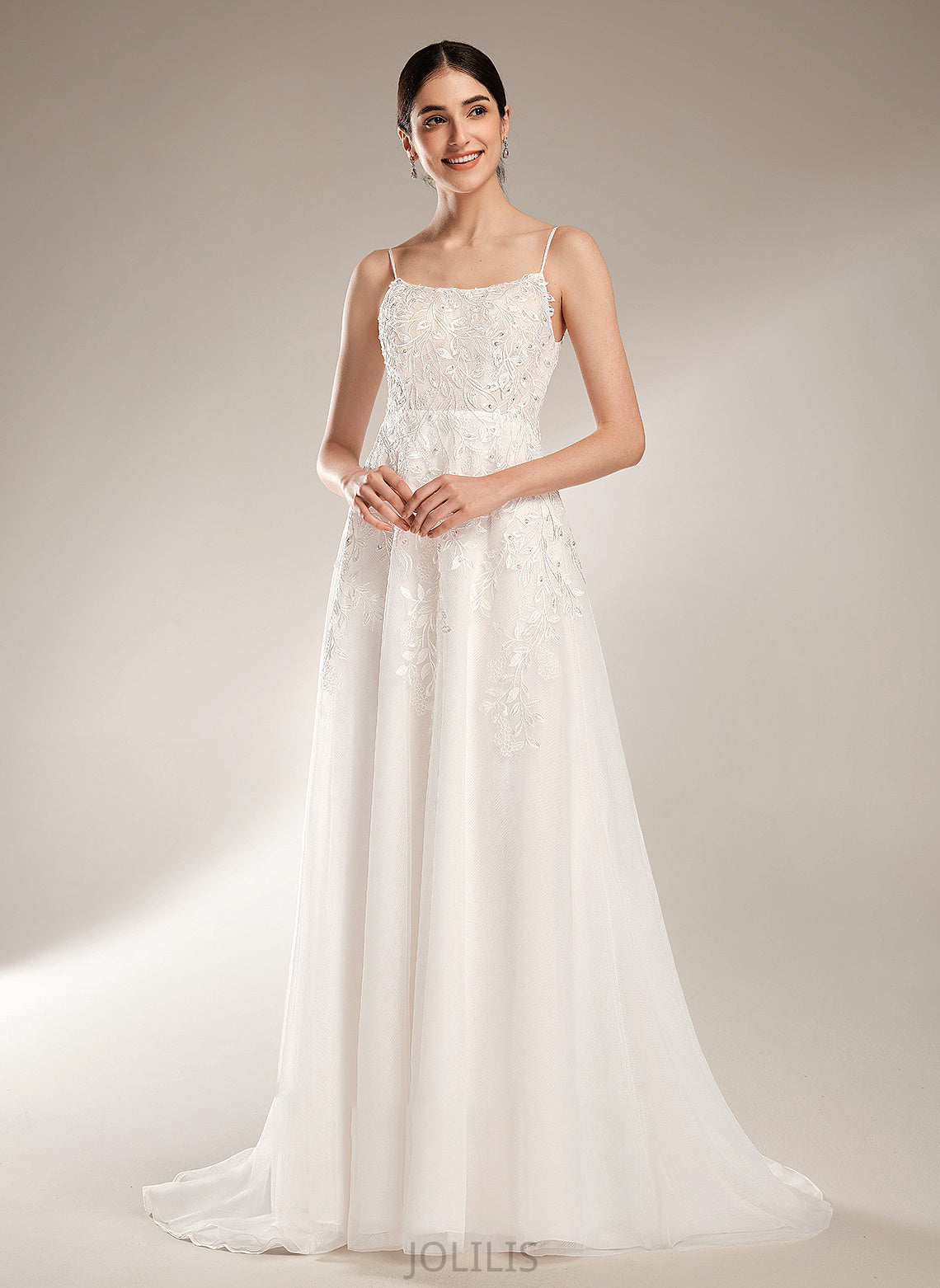 Court Square Sequins Train Wedding Pancy A-Line Wedding Dresses Beading With Dress Neckline