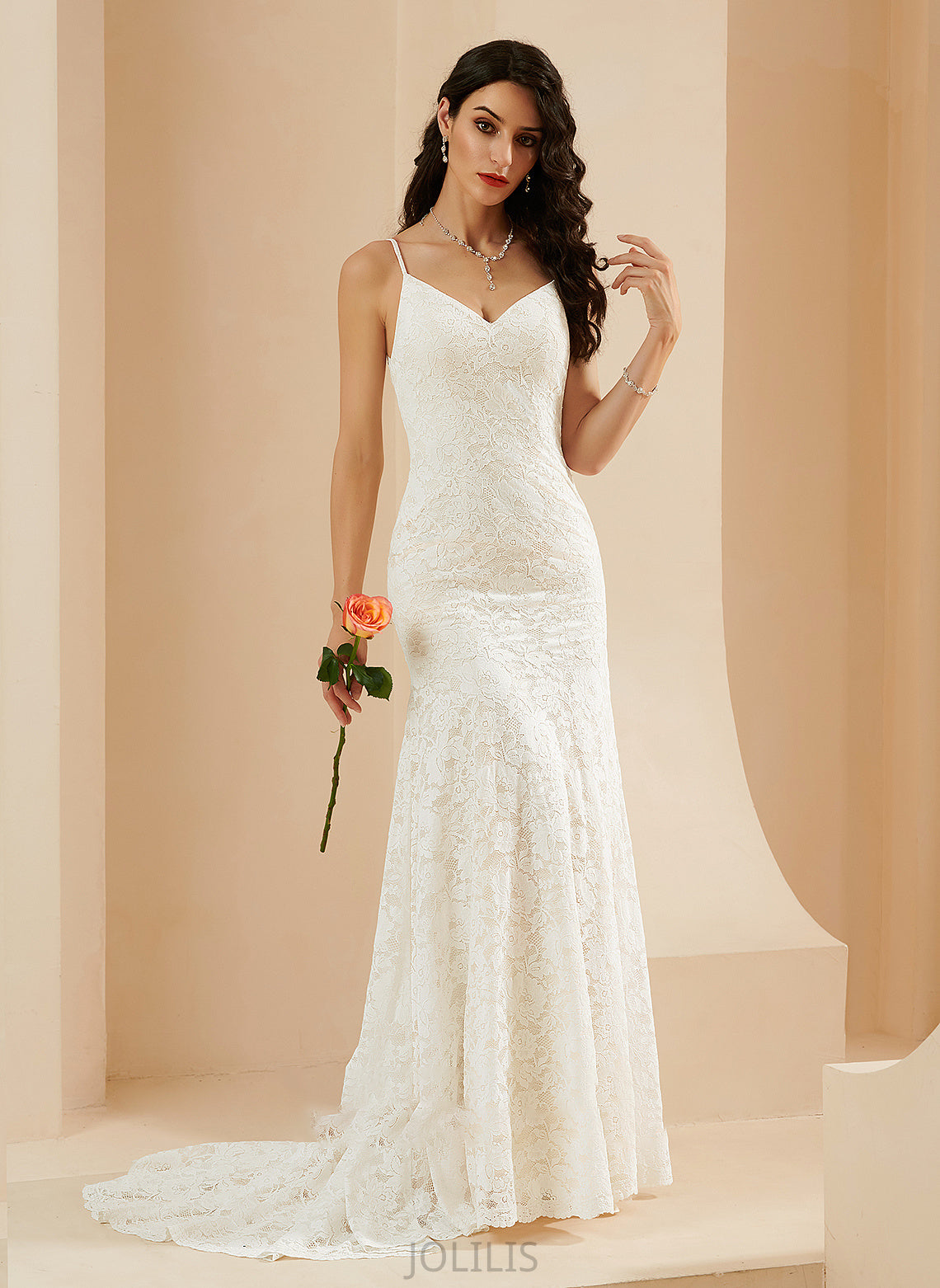 Wedding Train Leyla Court V-neck Trumpet/Mermaid Dress Wedding Dresses