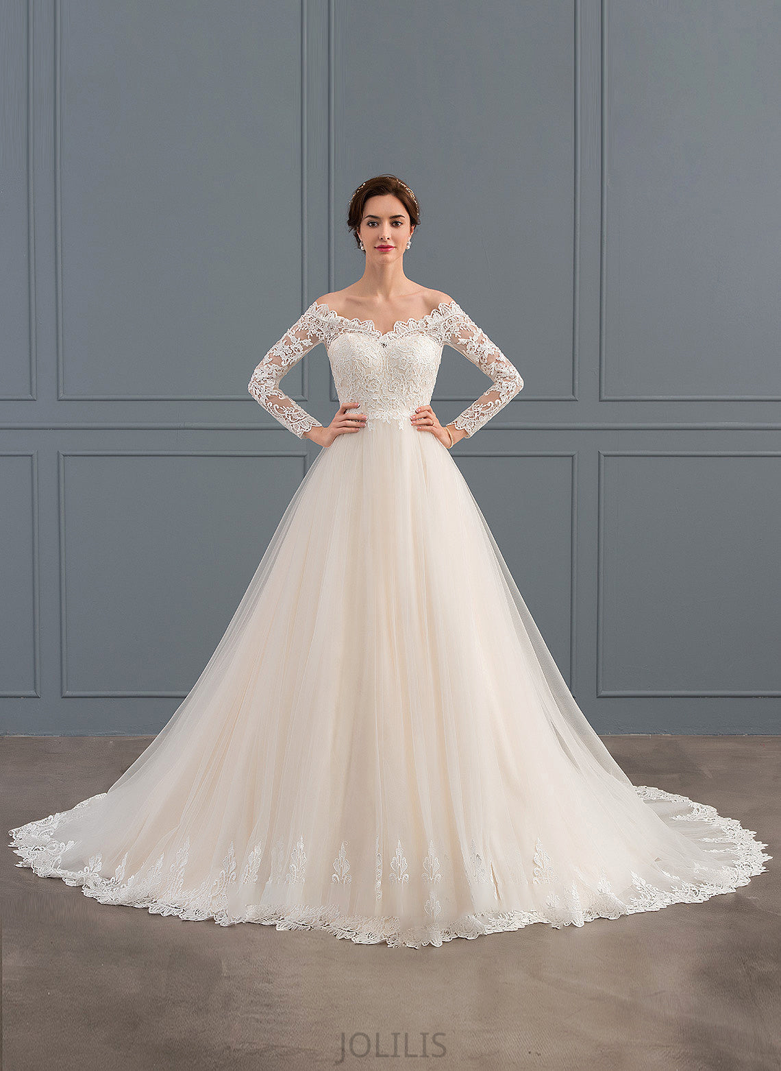 Tulle Dress Amiya Chapel Train Lace Wedding Ball-Gown/Princess Wedding Dresses