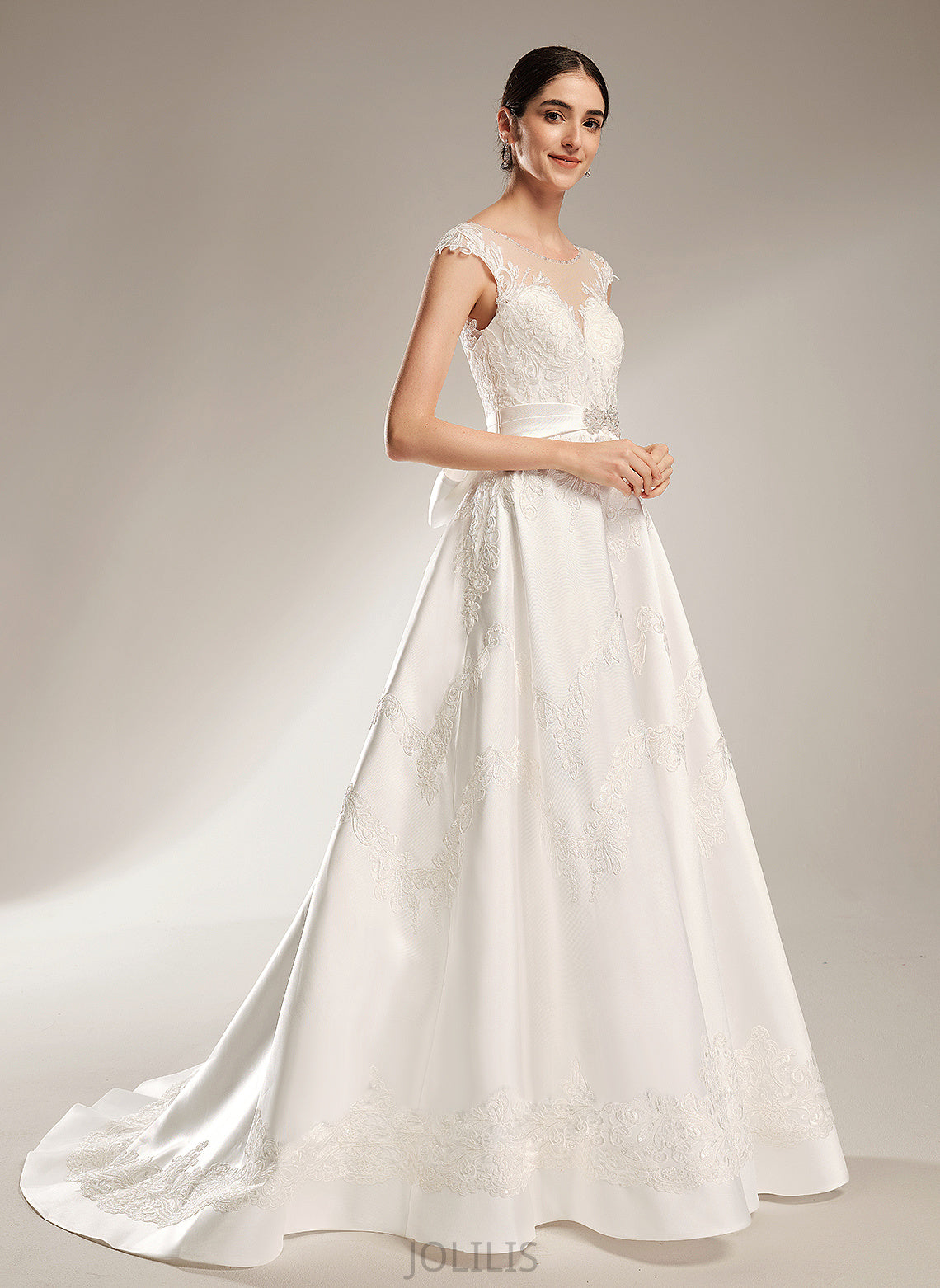 Sequins Neck Ball-Gown/Princess Train Chapel Skyler Wedding Dresses Dress Wedding Satin Scoop Beading With