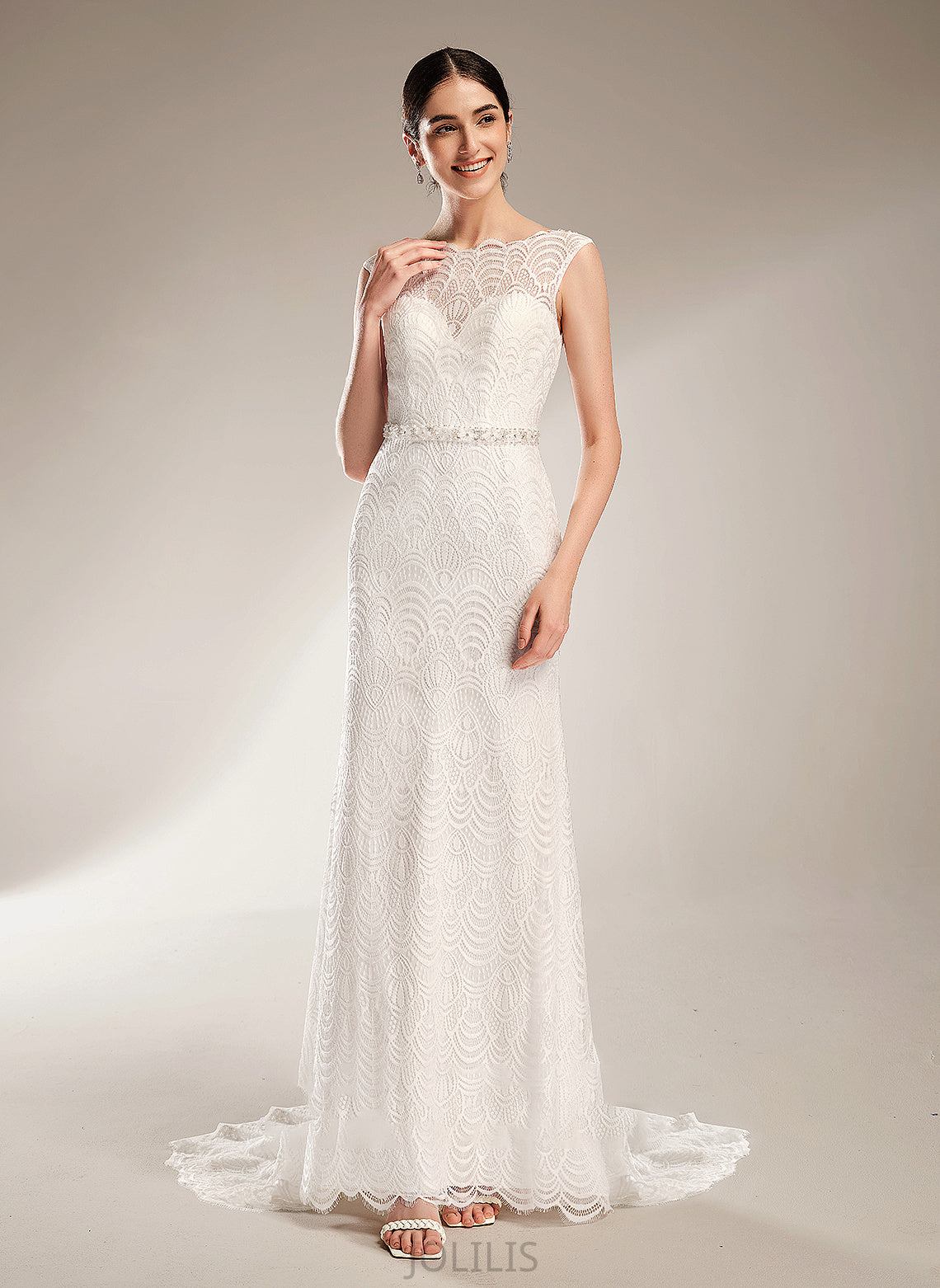 Court Dress Sheath/Column Scoop Train Beading With Wedding Wedding Dresses Germaine Neck Sequins