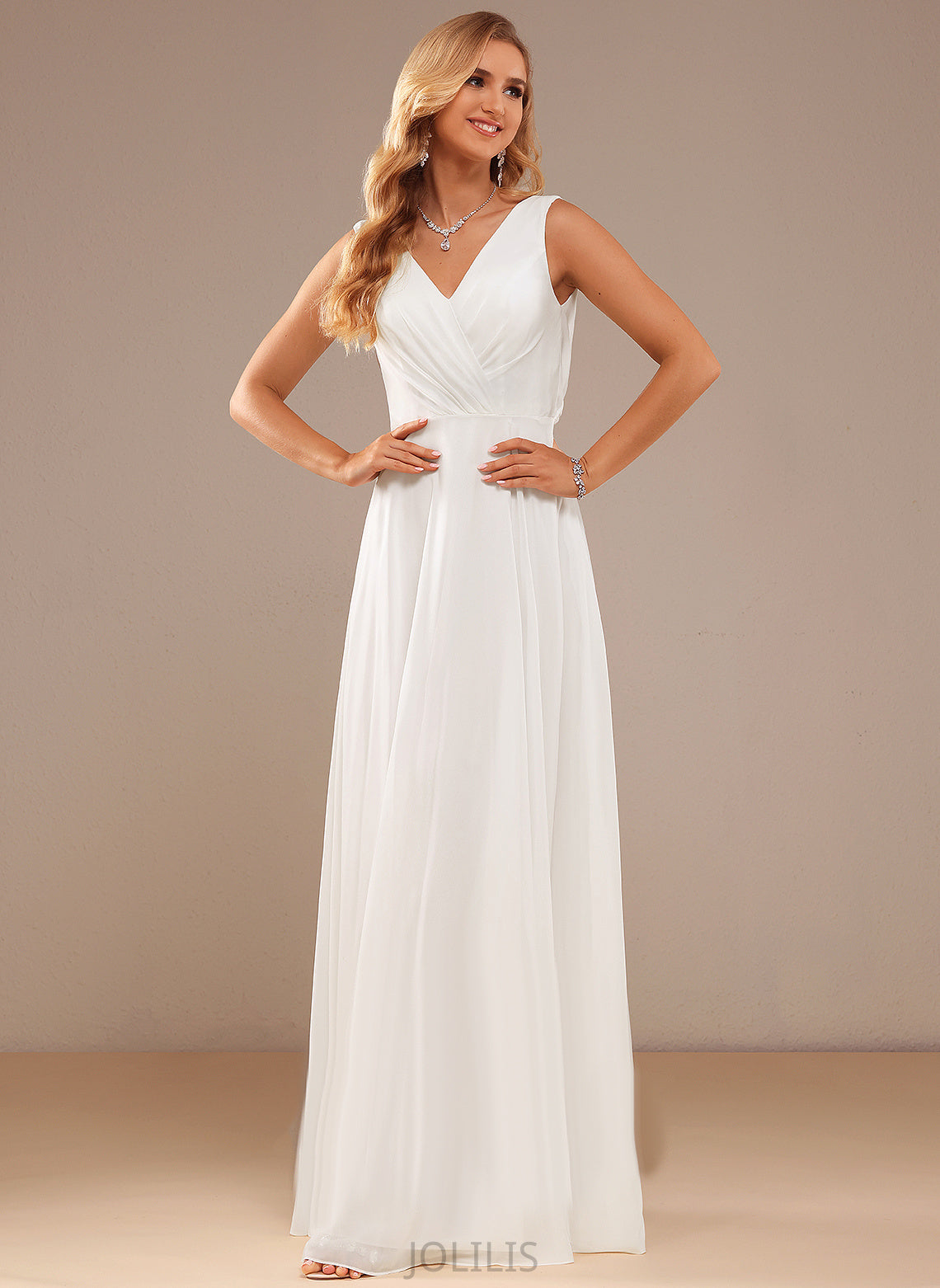 Floor-Length Chiffon Patricia Wedding Dresses Wedding Lace A-Line Dress V-neck