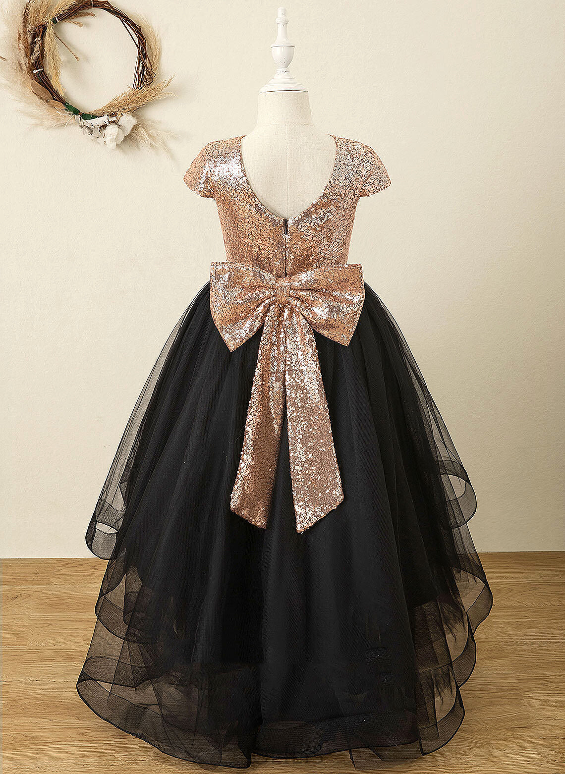 Dress - Sleeveless Flower A-Line Flower Girl Dresses Bow(s) Tulle/Sequined Scoop Linda Girl Asymmetrical Neck With