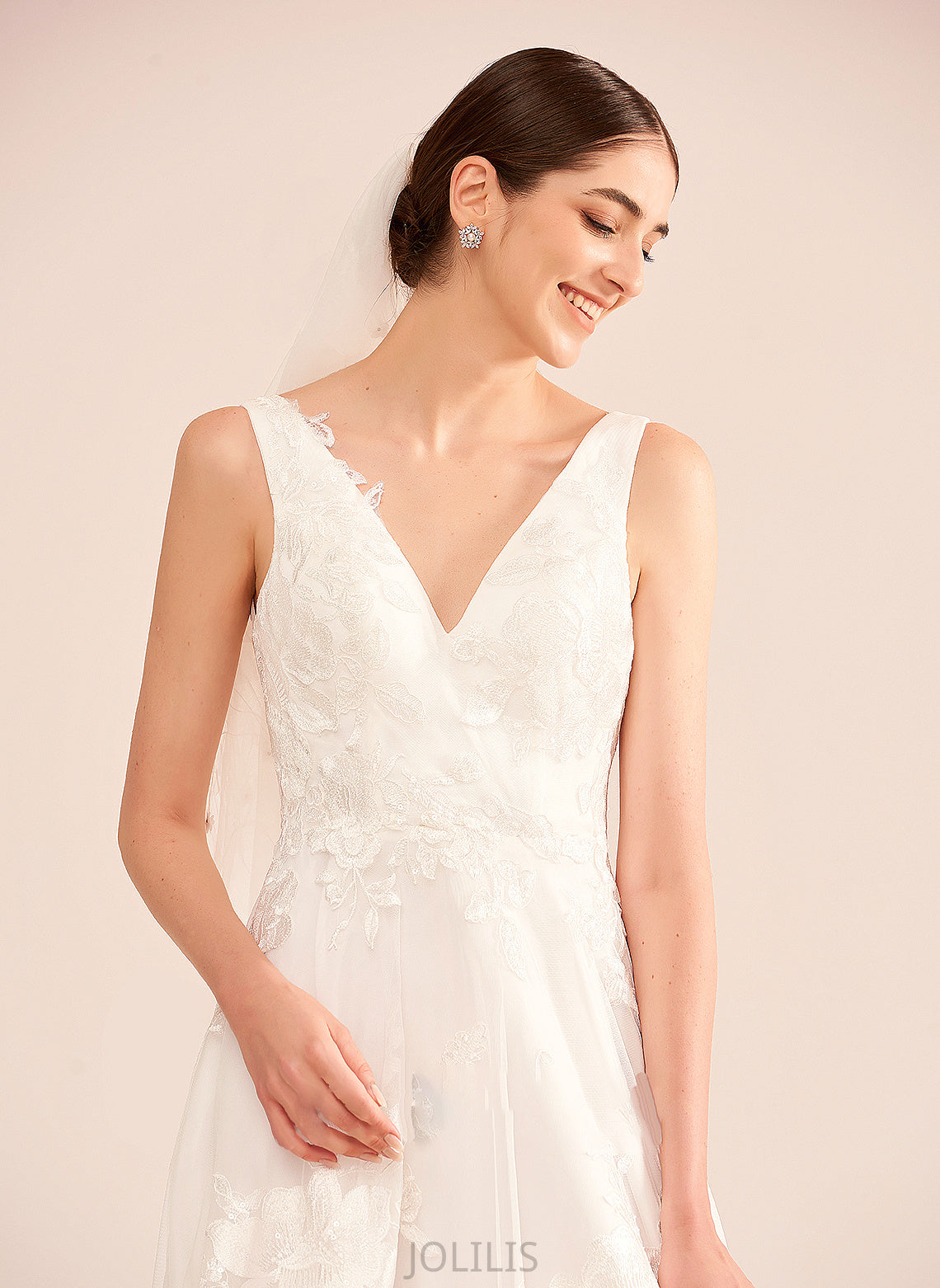 V-neck Dress Wedding Dresses With Wedding Katrina Train A-Line Court Lace