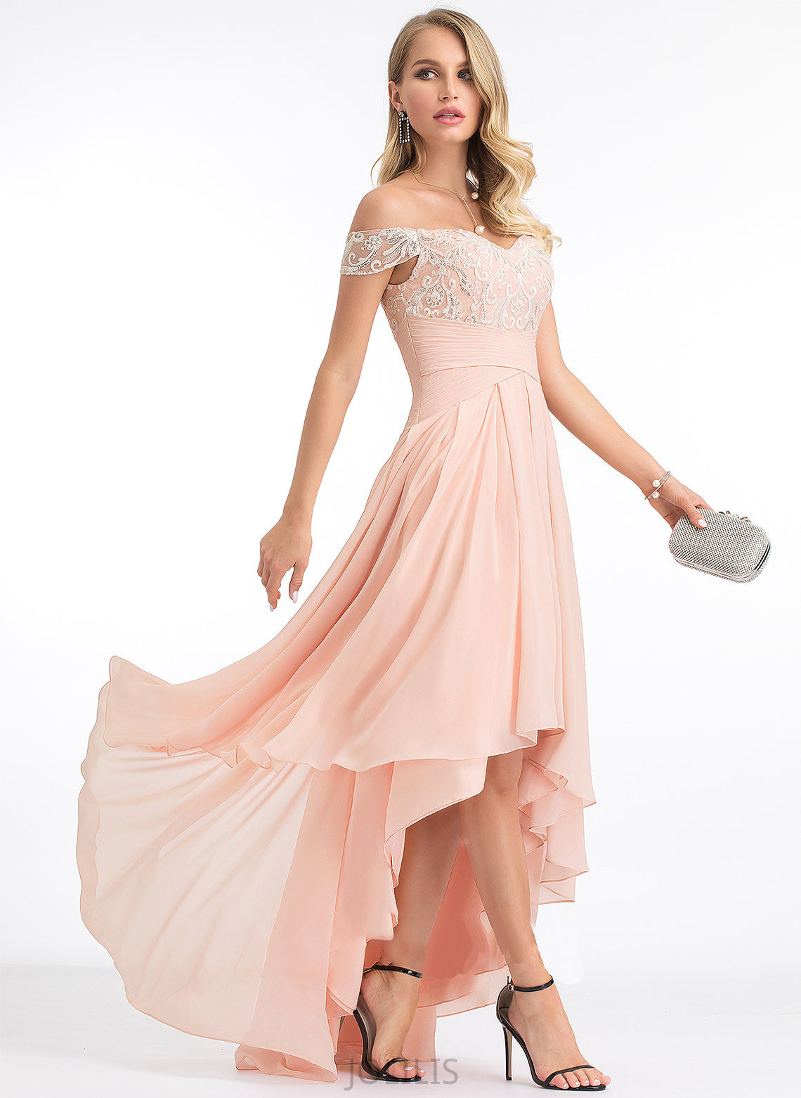 Chiffon A-Line With Wedding Dresses Dress Asymmetrical Addisyn Sequins Off-the-Shoulder Wedding