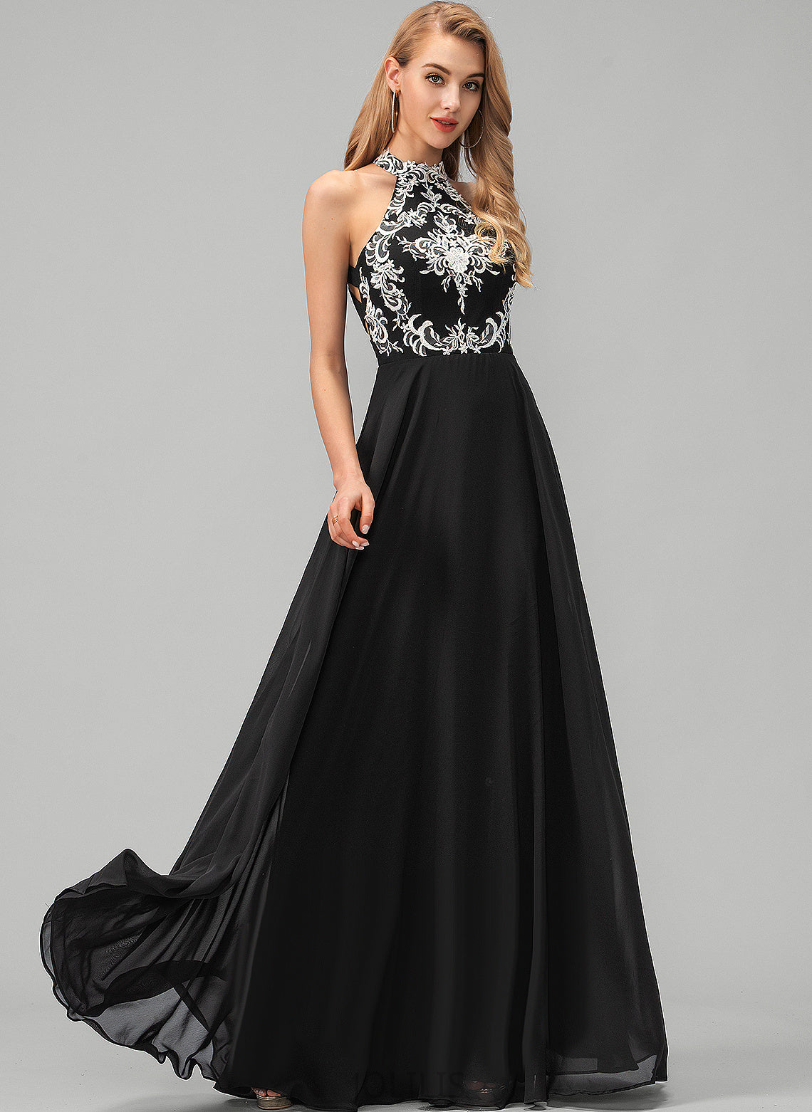 Chiffon Floor-Length Prom Dresses Scoop A-Line Anaya