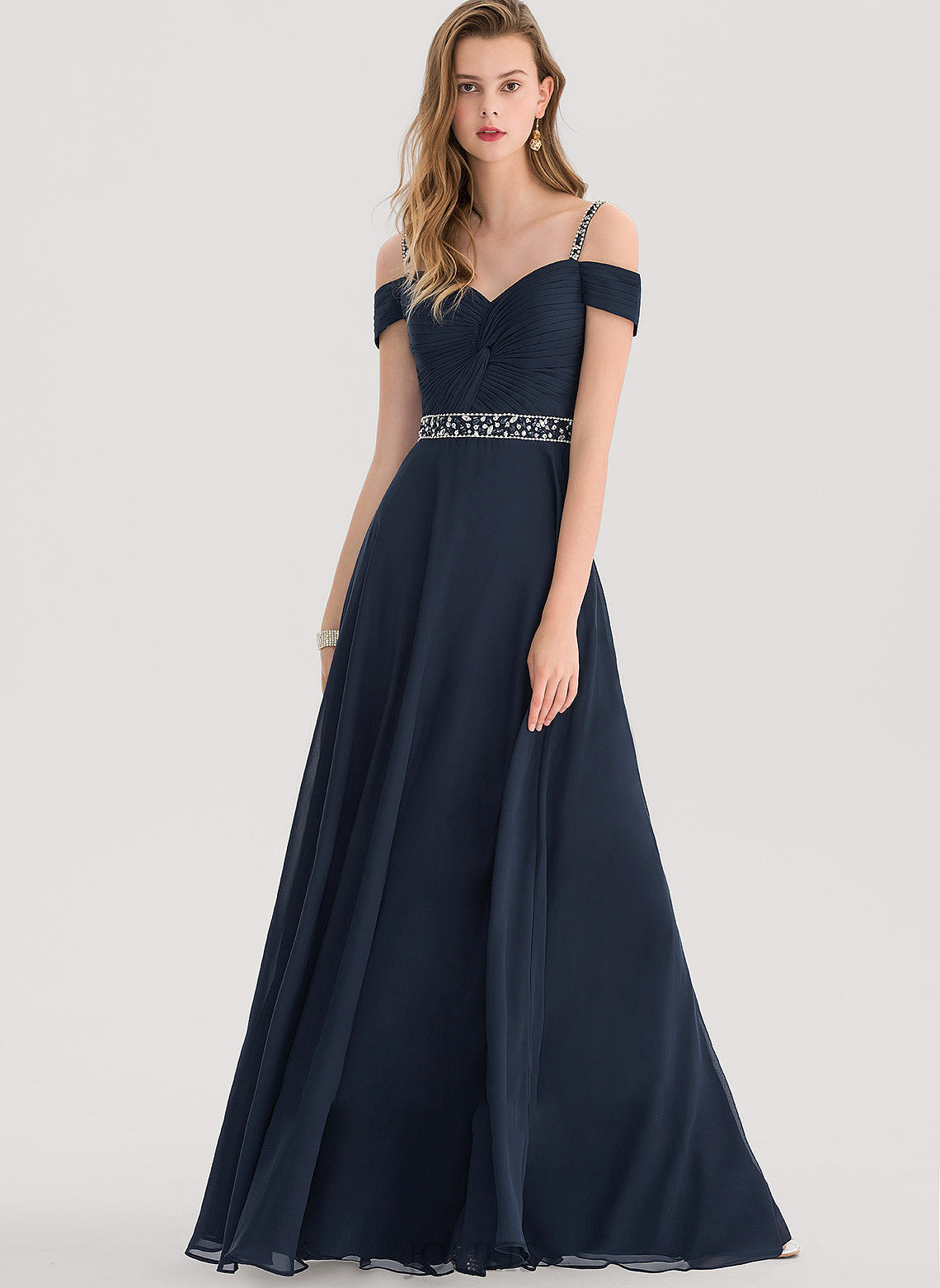 Sequins Prom Dresses A-Line Sweetheart With Celia Beading Floor-Length Chiffon