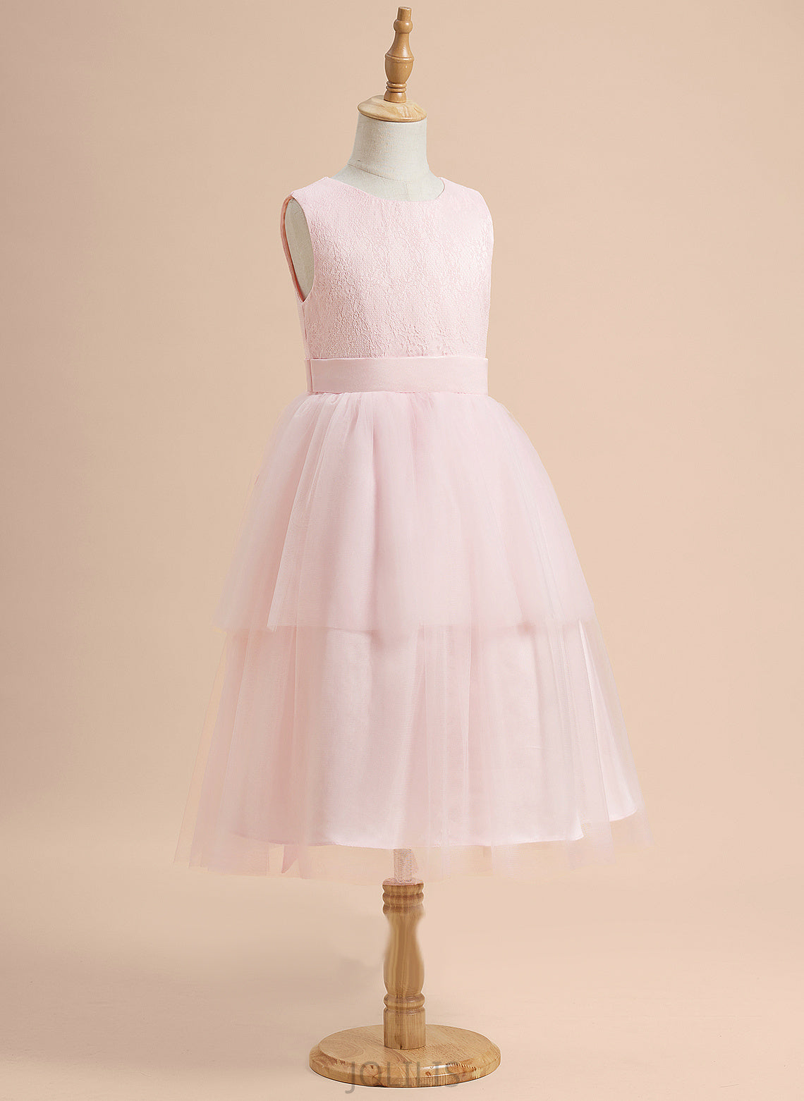 Girl A-Line Scoop Knee-length Flower Neck - Mariam Dress Satin/Tulle Sleeveless With Lace Flower Girl Dresses