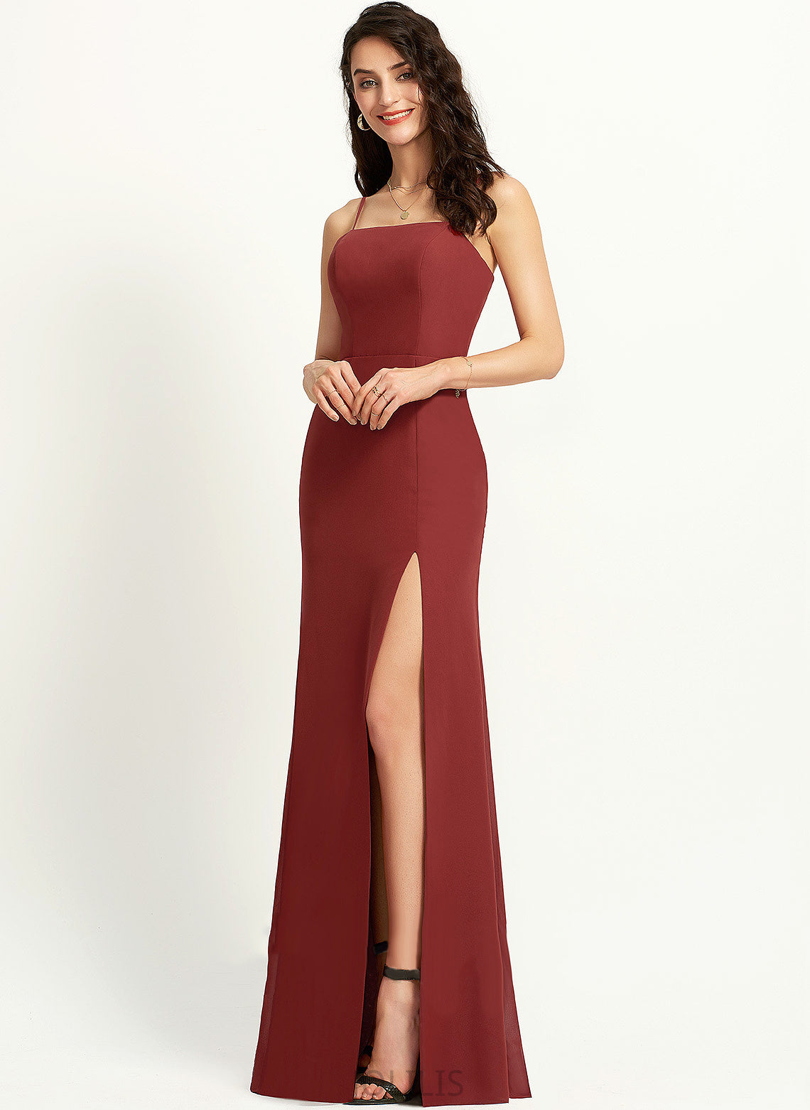 Chiffon Kiera Square Floor-Length Sheath/Column Prom Dresses