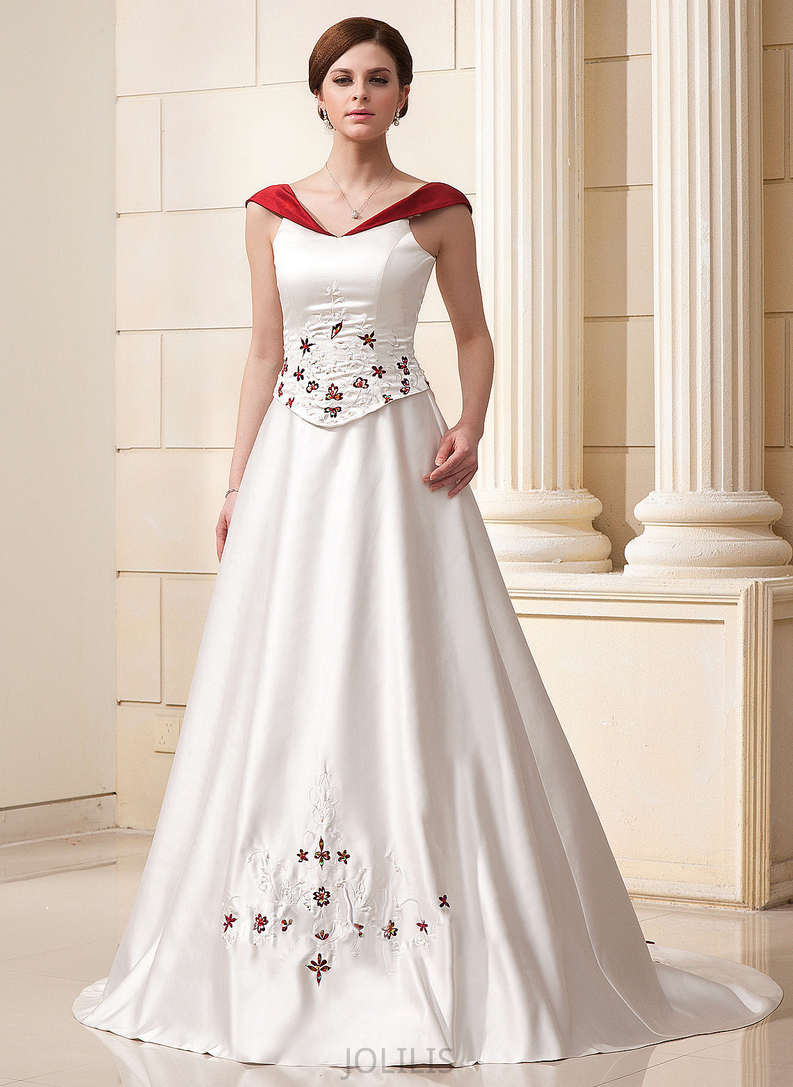 Dress Train Flower(s) Janiah With Chapel Satin Beading Ball-Gown/Princess Wedding Wedding Dresses