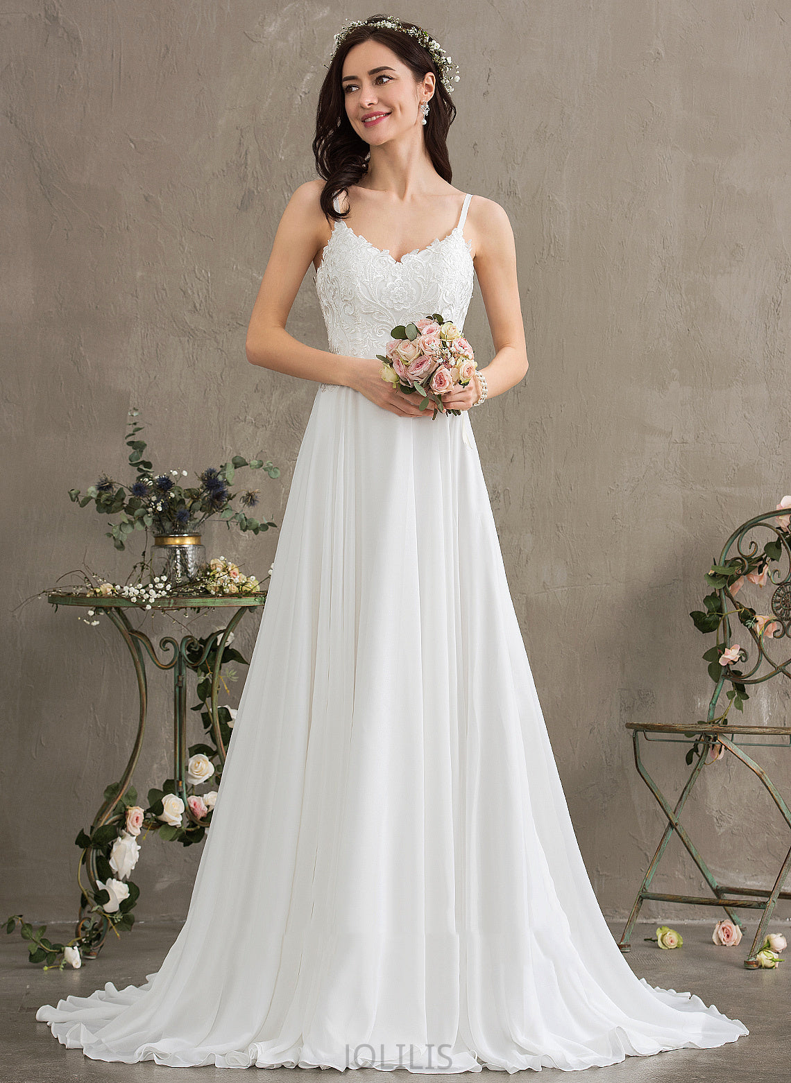 Sweep Wedding Valery Sweetheart Wedding Dresses Dress Lace Train Chiffon A-Line