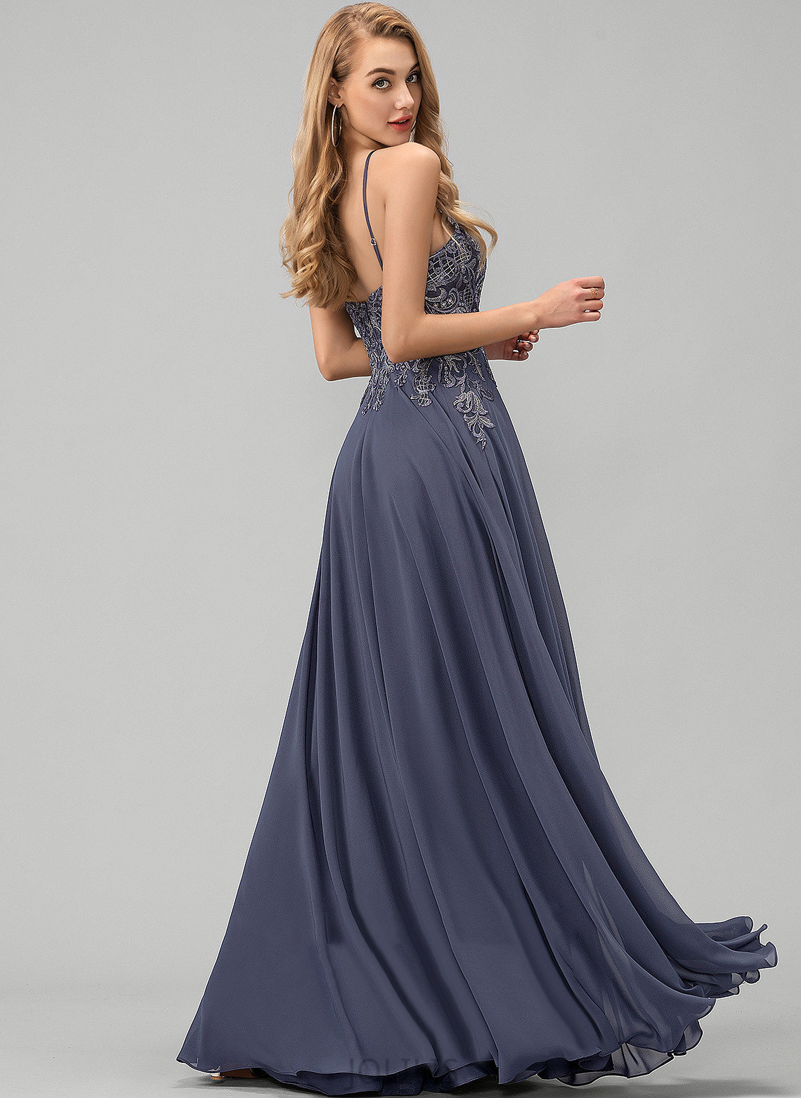 Sequins Prom Dresses A-Line Floor-Length Scoop Haylee With Chiffon Lace