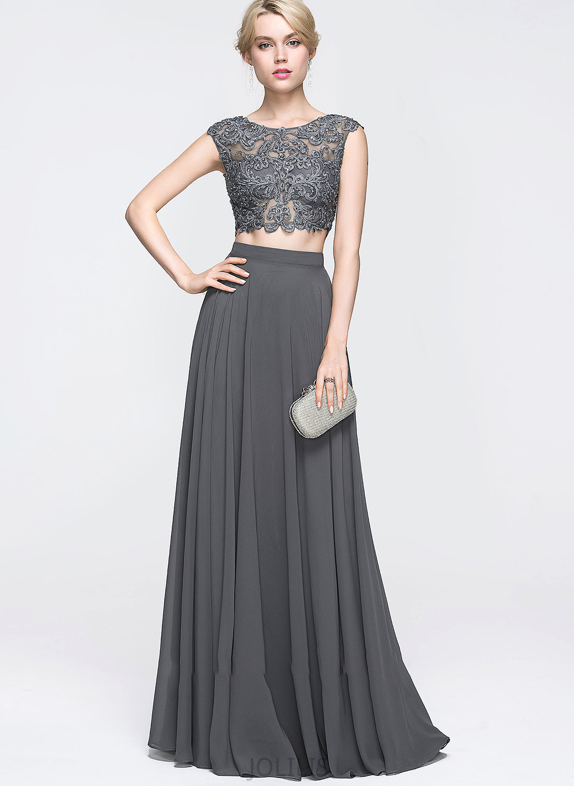 With Amy Prom Dresses Neck A-Line Beading Scoop Sequins Chiffon Floor-Length