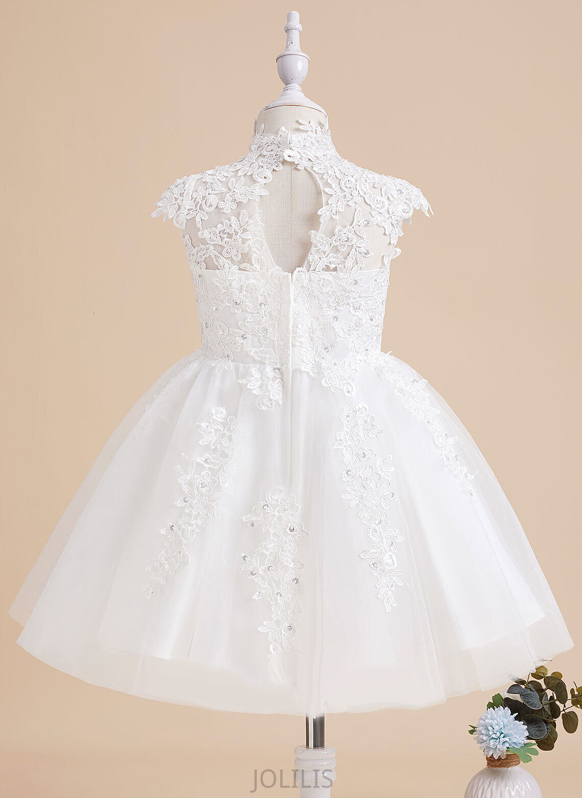 Knee-length With Sleeveless Flower Girl Dresses Flower High Hole Dress Tulle/Lace Diana Beading/Sequins/Back Girl A-Line - Neck