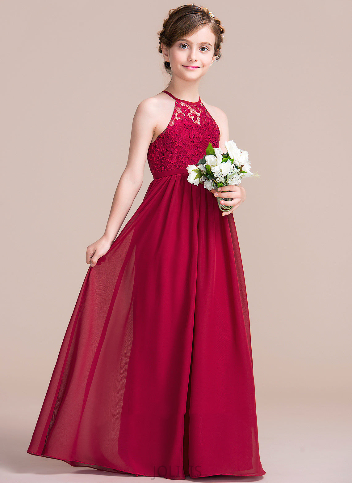 Flower Girl Dresses Scoop Flower - Dress Neck Floor-length Shannon A-Line Sleeveless Girl Chiffon/Lace