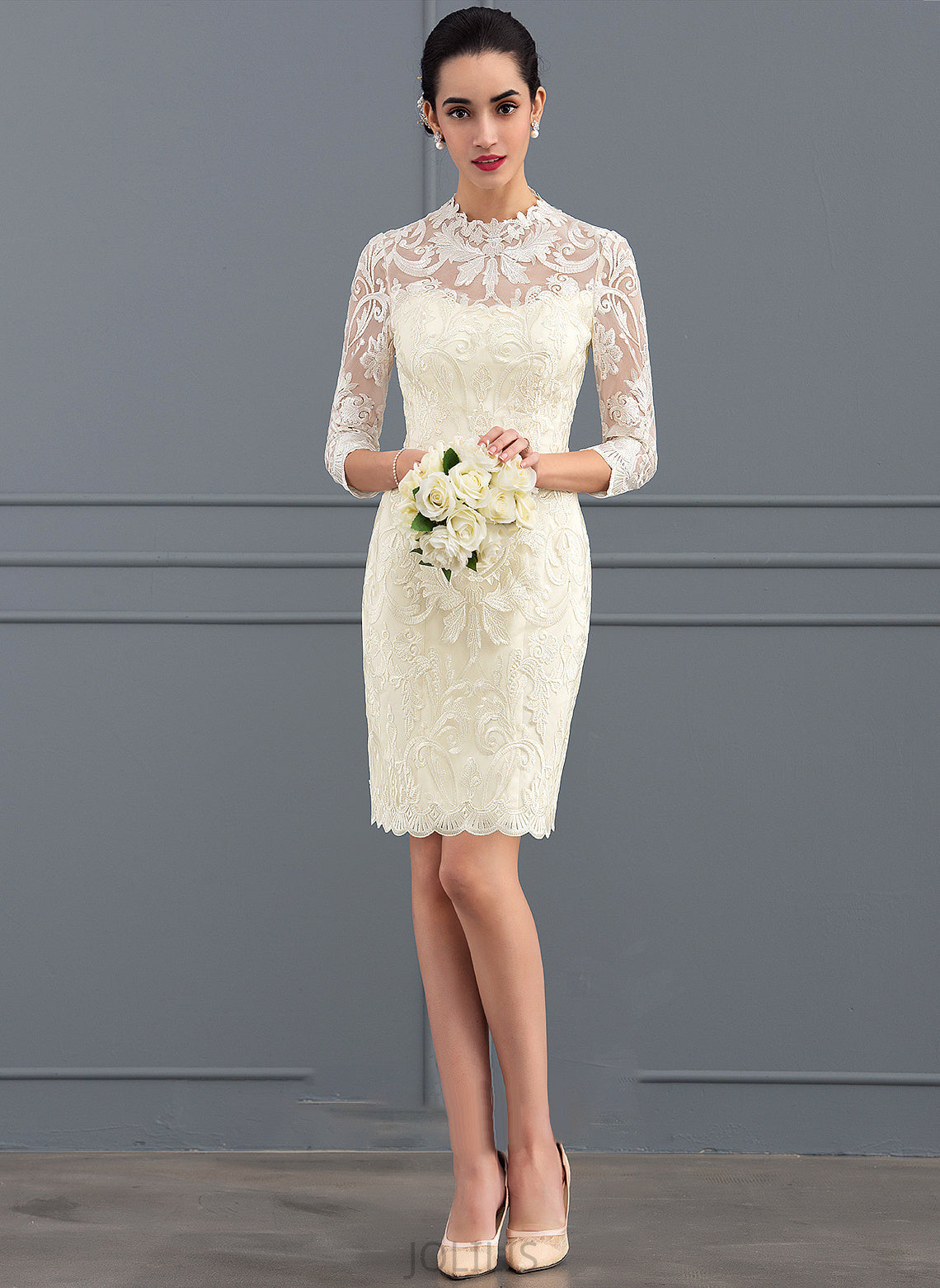 Sheath/Column High Knee-Length Dress Charlize Wedding Neck Lace Wedding Dresses